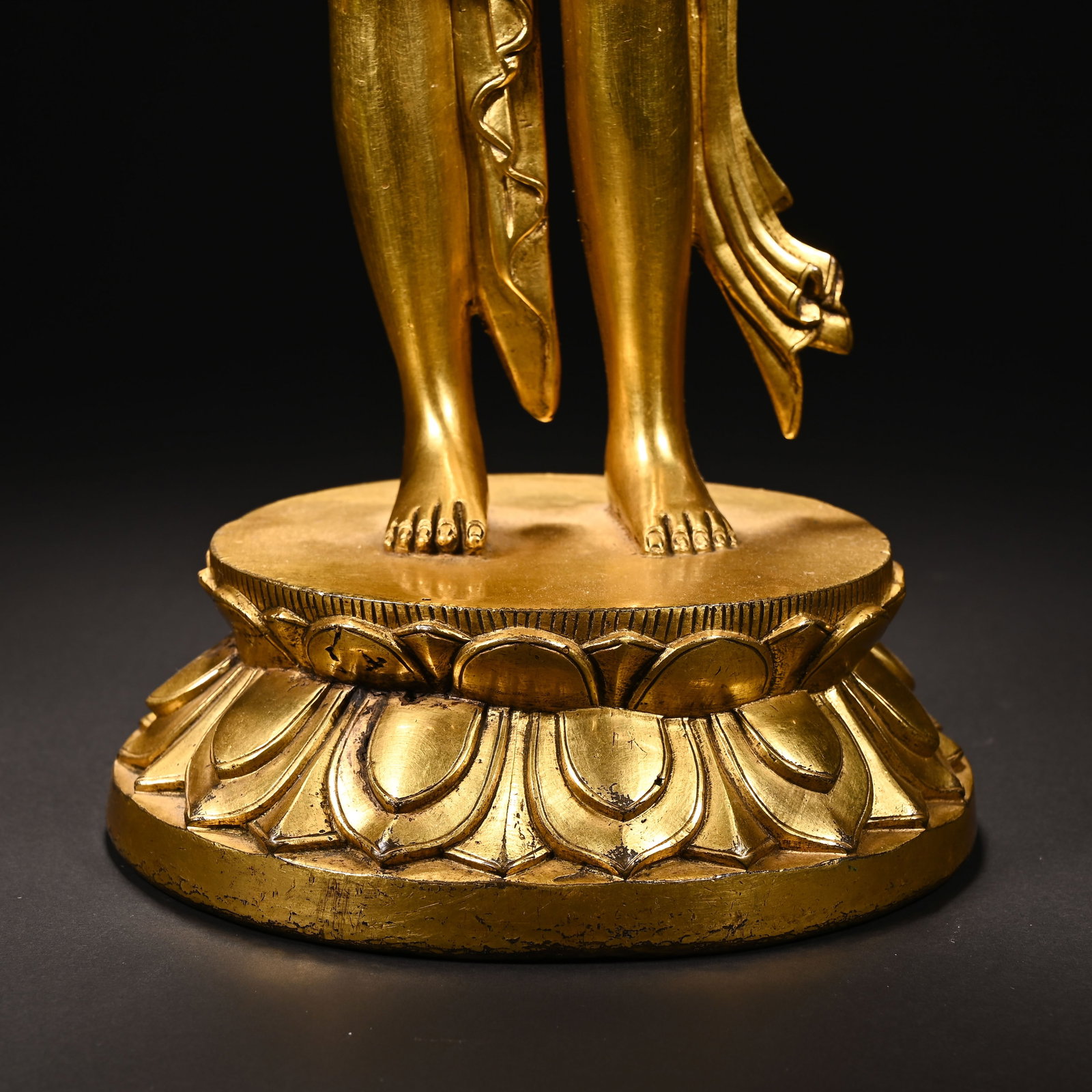 Gilt Bronze GuanYin Figure - 4
