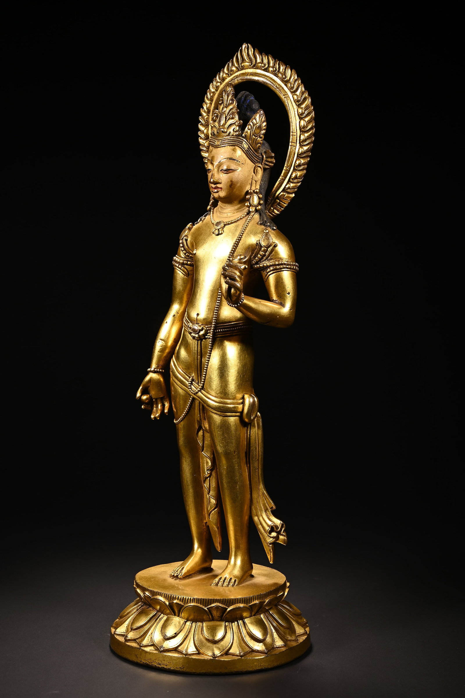Gilt Bronze GuanYin Figure - 5