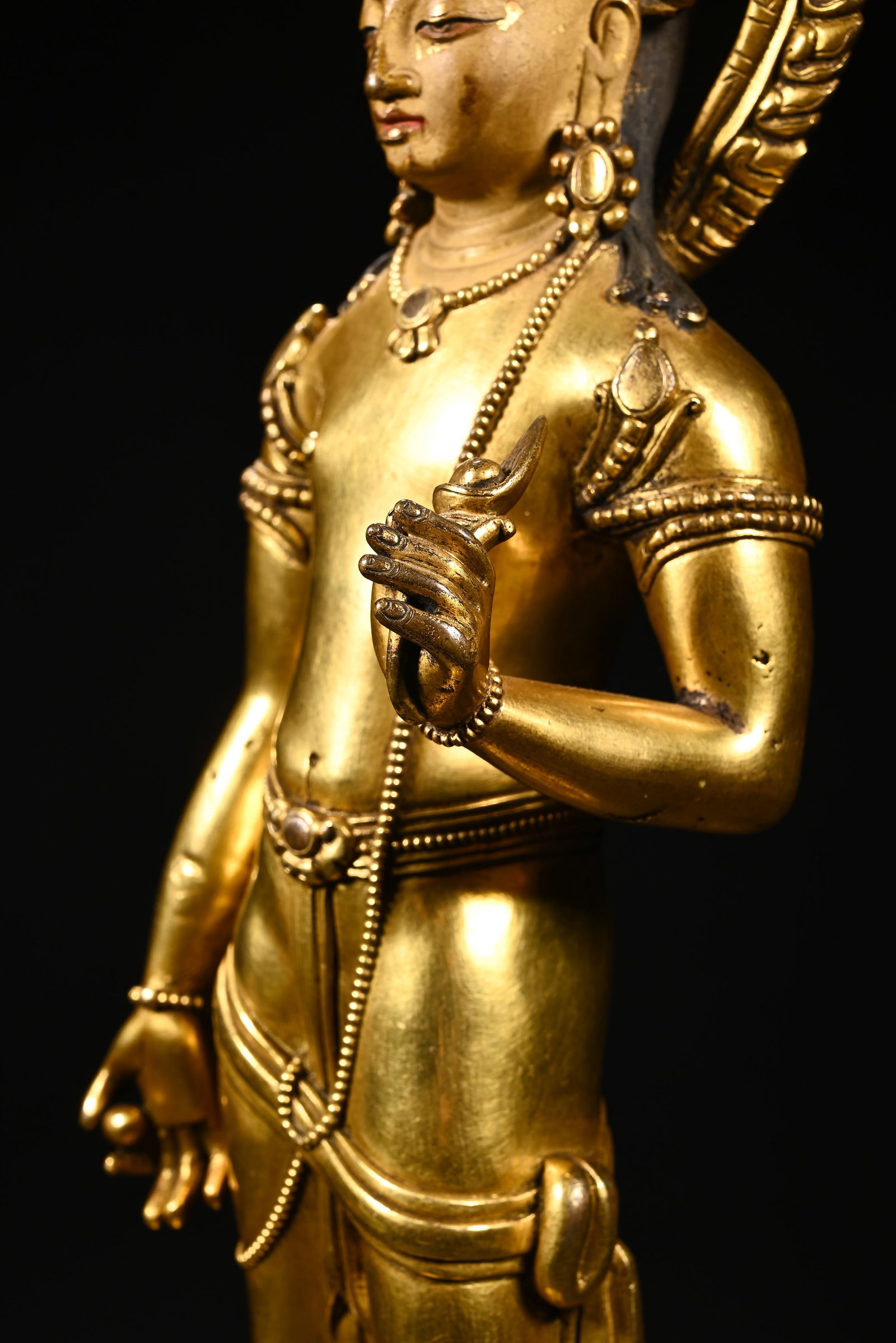 Gilt Bronze GuanYin Figure - 6
