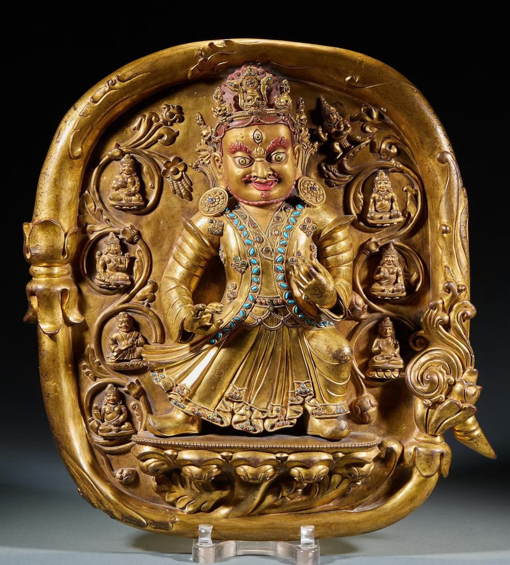 Gilt Bronze Mahakala Figure: Gilt Bronze Mahakala Figure (44 x 39 x 8.5cm)