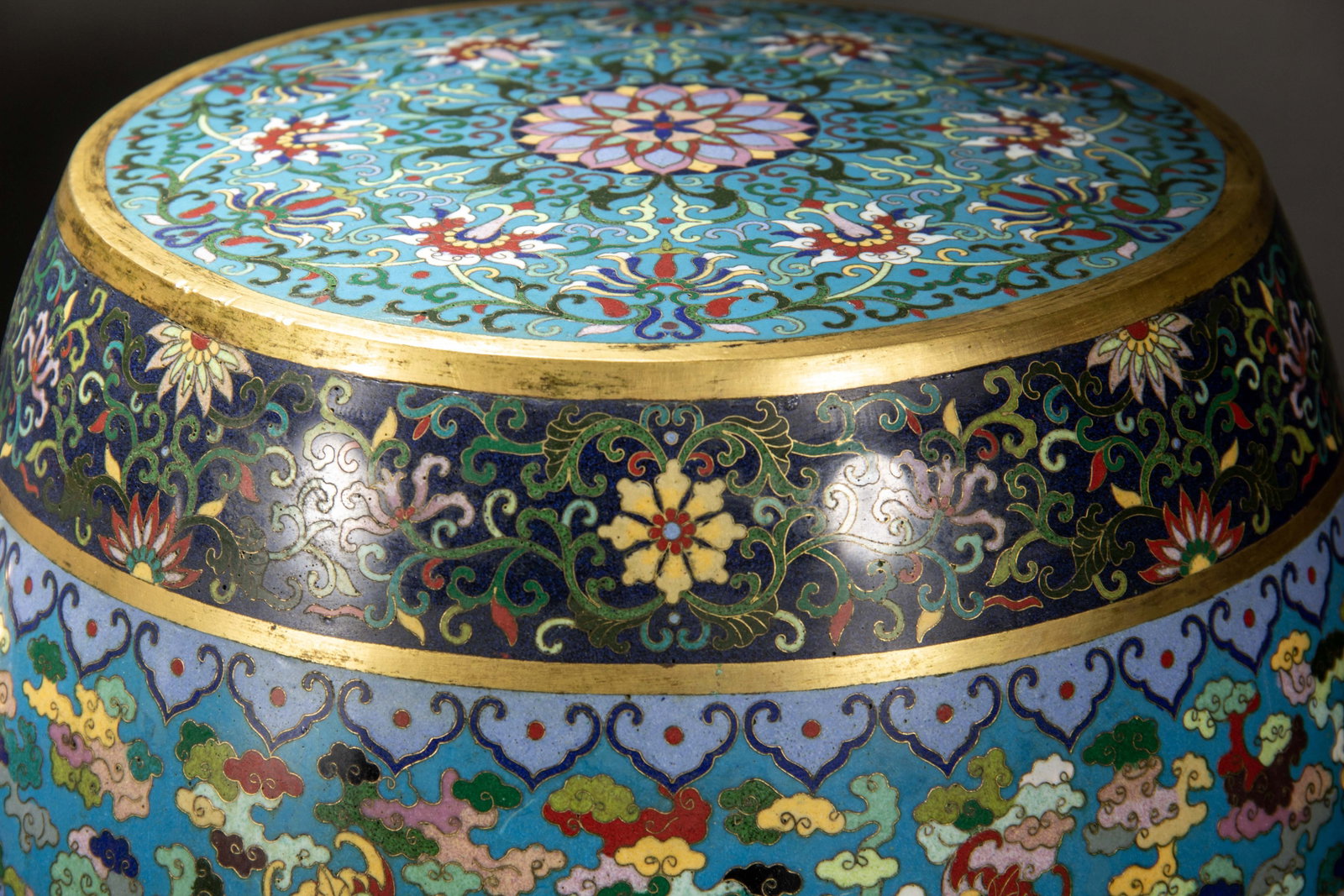 CHINESE CLOISONNE GARDEN STOOLS, PAIR - 4