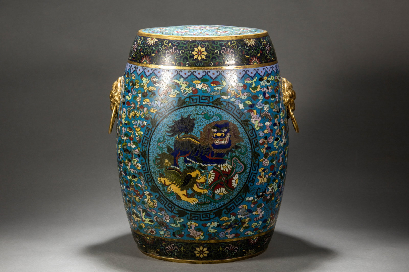 CHINESE CLOISONNE GARDEN STOOLS, PAIR - 8