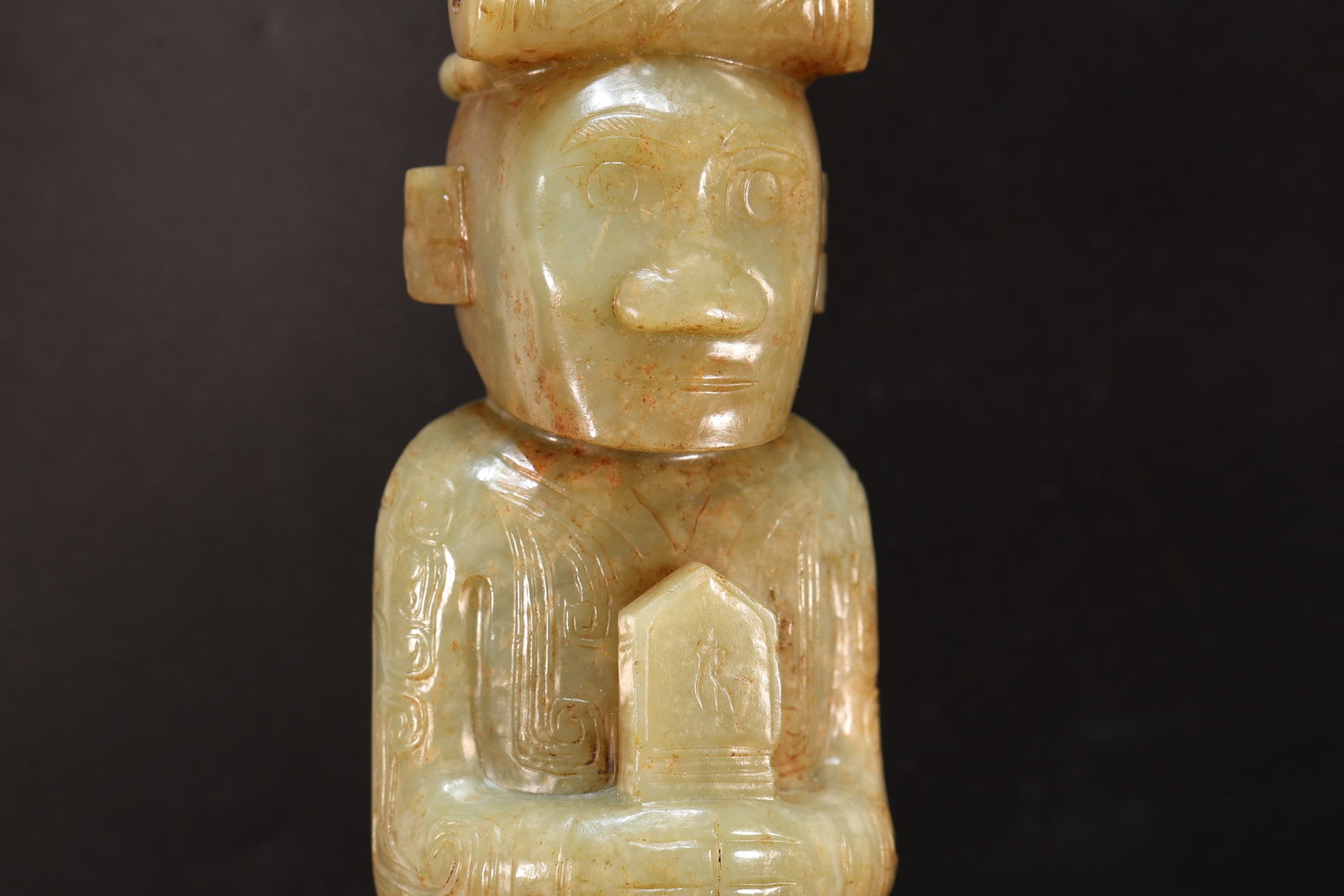 Jade Carved Beast Face Pattern Character Shape Figure - 2