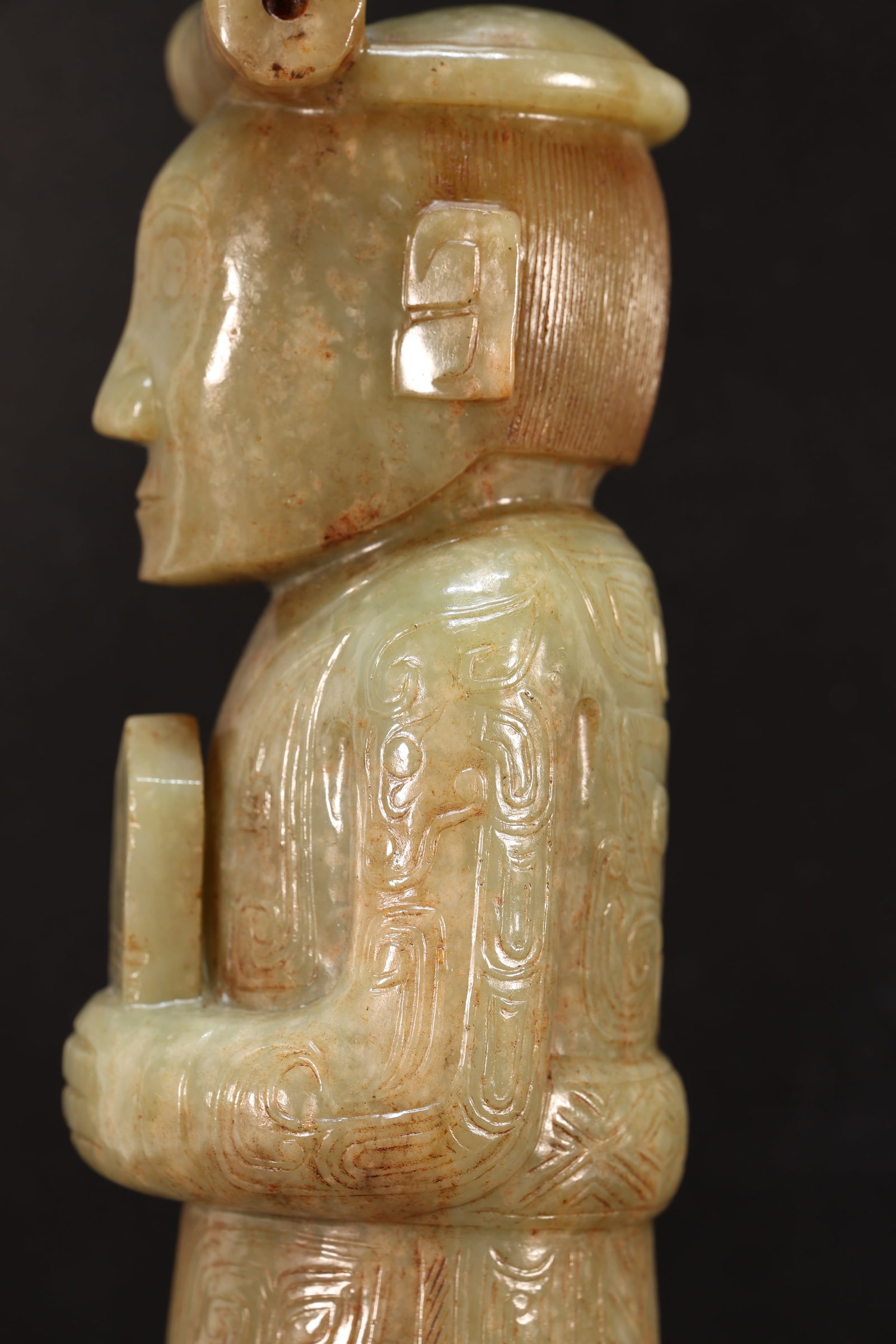 Jade Carved Beast Face Pattern Character Shape Figure - 6