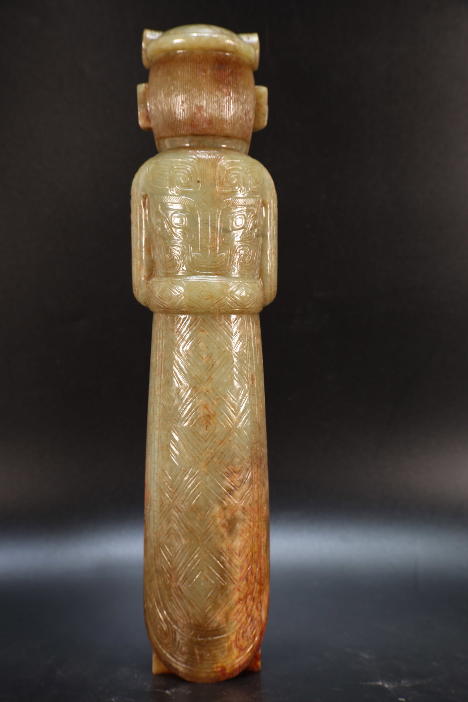 Jade Carved Beast Face Pattern Character Shape Figure - 8