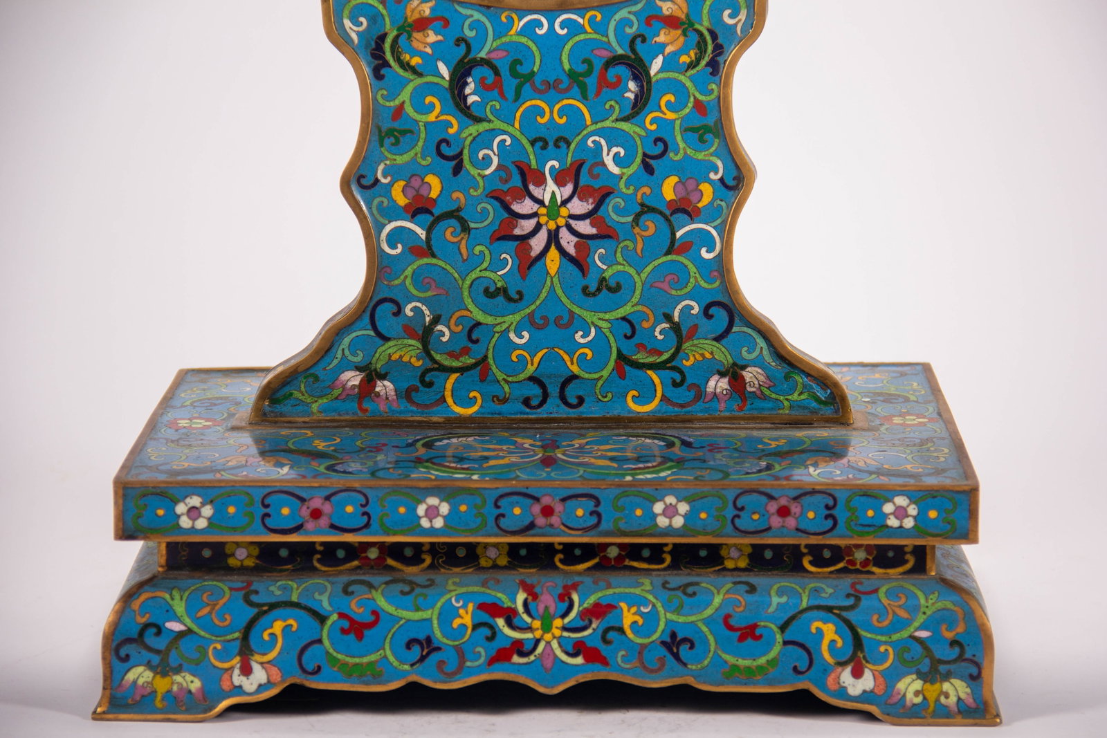 CHINESE CLOISONNE & JADE TABLE SCREEN - 3