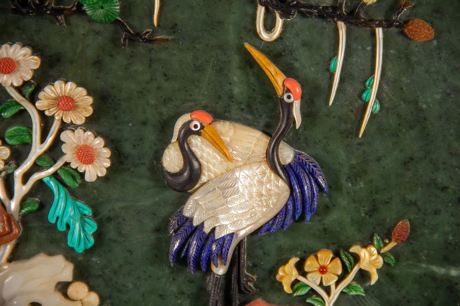 CHINESE CLOISONNE & JADE TABLE SCREEN - 5