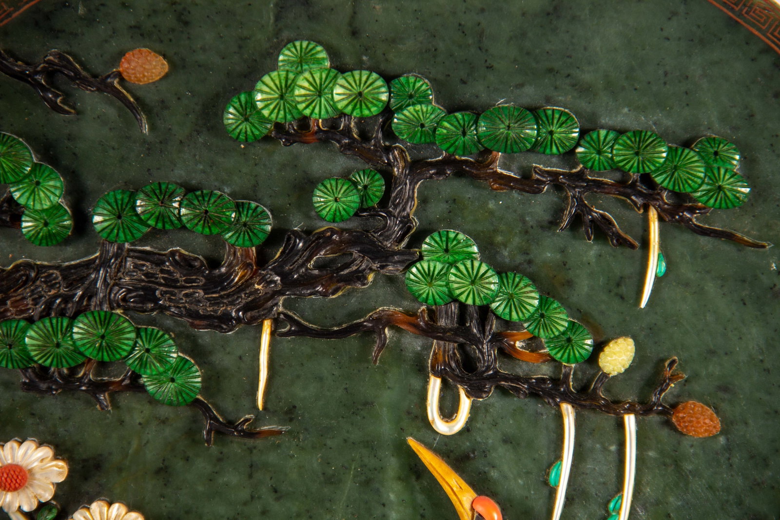 CHINESE CLOISONNE & JADE TABLE SCREEN - 7