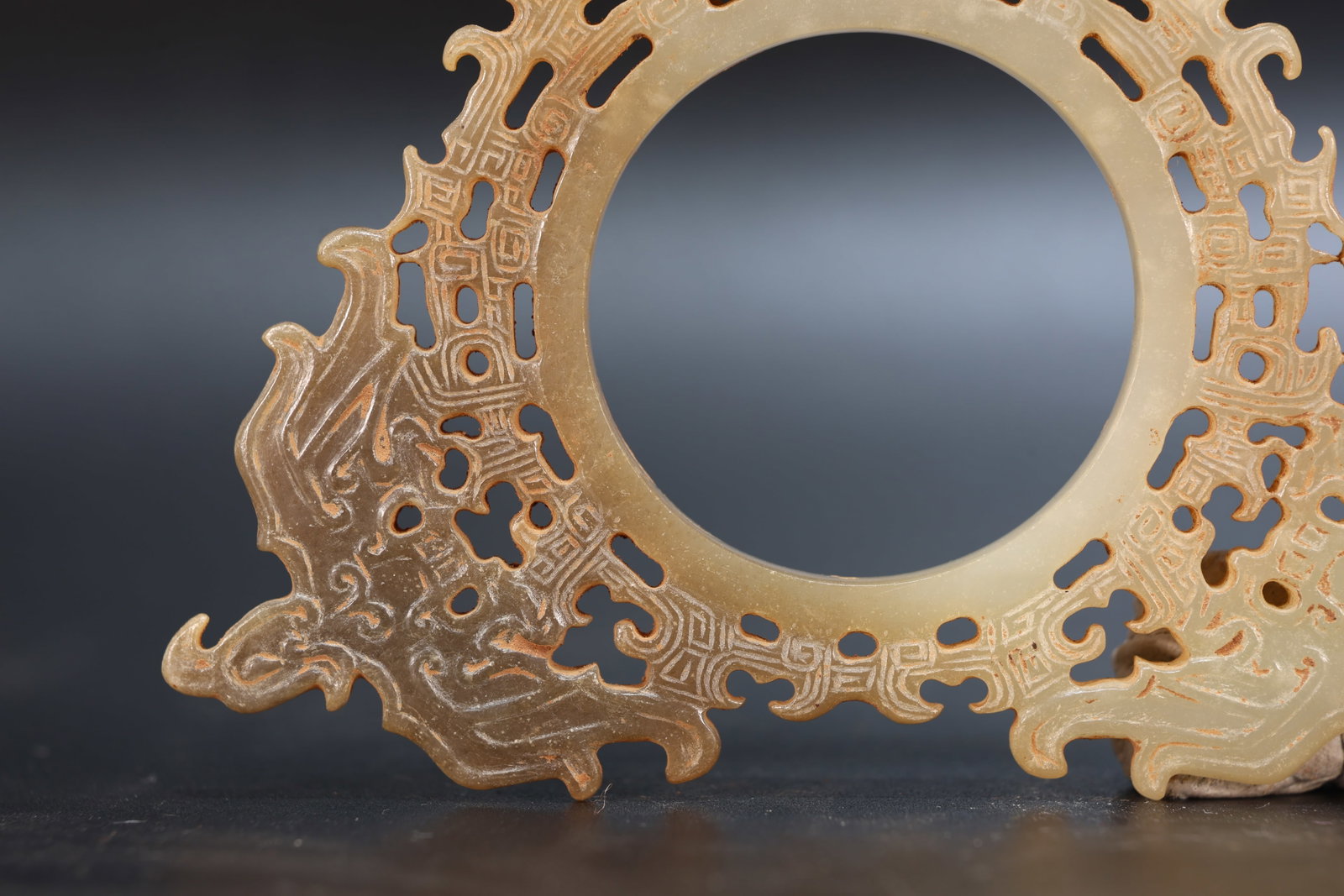 Jade Carved Bird Pattern Bi - 8