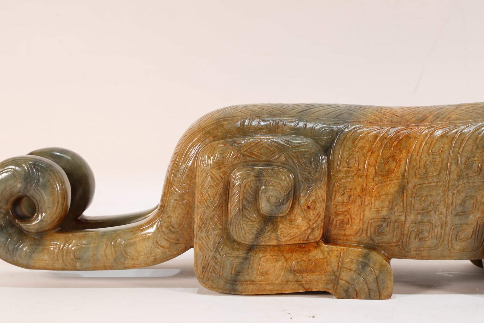 Jade Carved Beast Face Pattern Tiger Shape Figure - 2