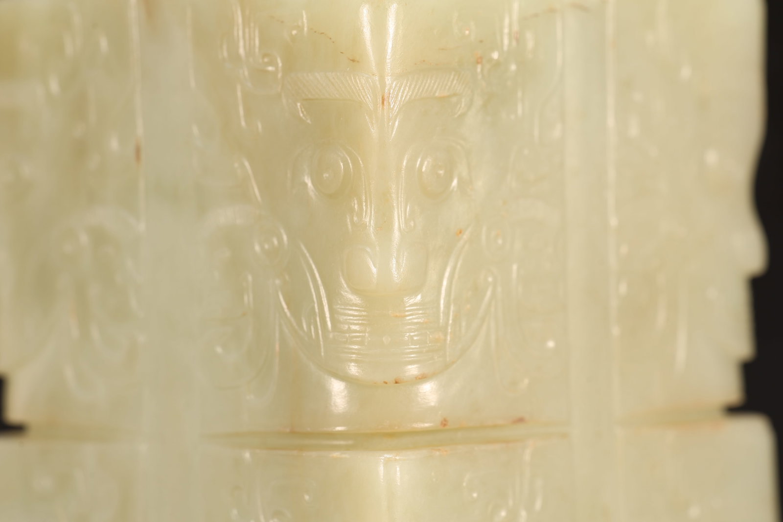 Jade Carved Beast Face Pattern Cong - 5