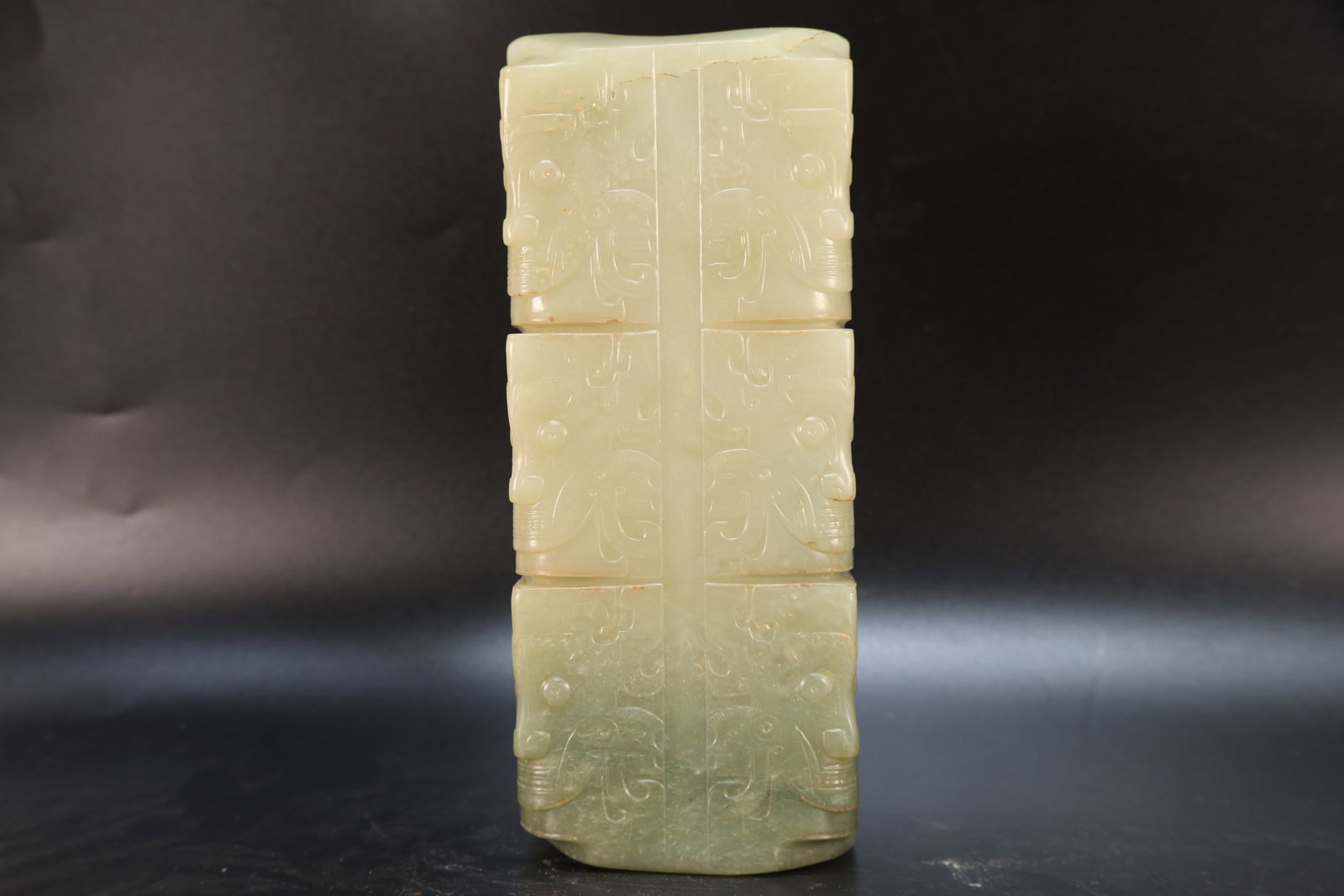 Jade Carved Beast Face Pattern Cong - 6