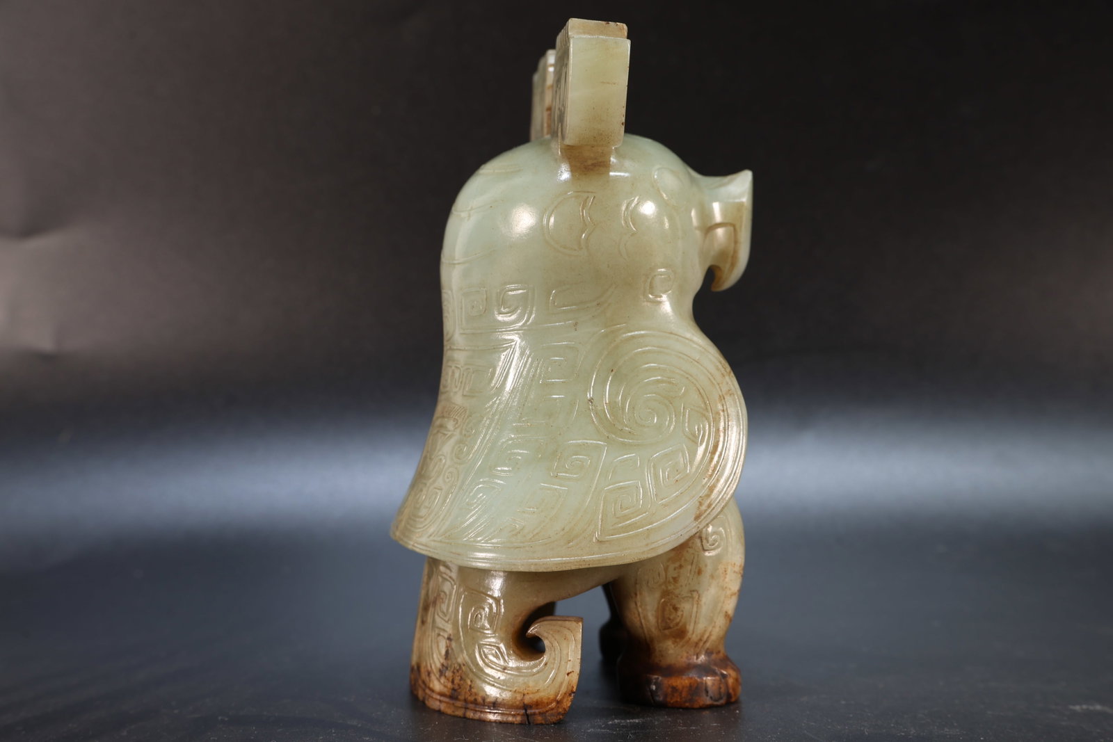 Jade Carved Beast Face Pattern Bird Shape Figure - 12
