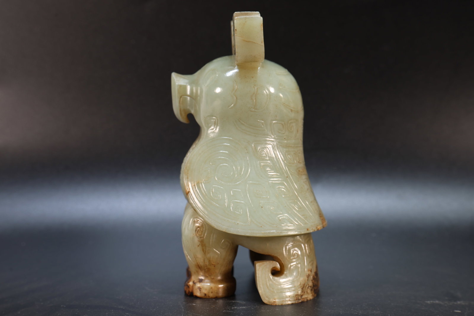 Jade Carved Beast Face Pattern Bird Shape Figure - 6