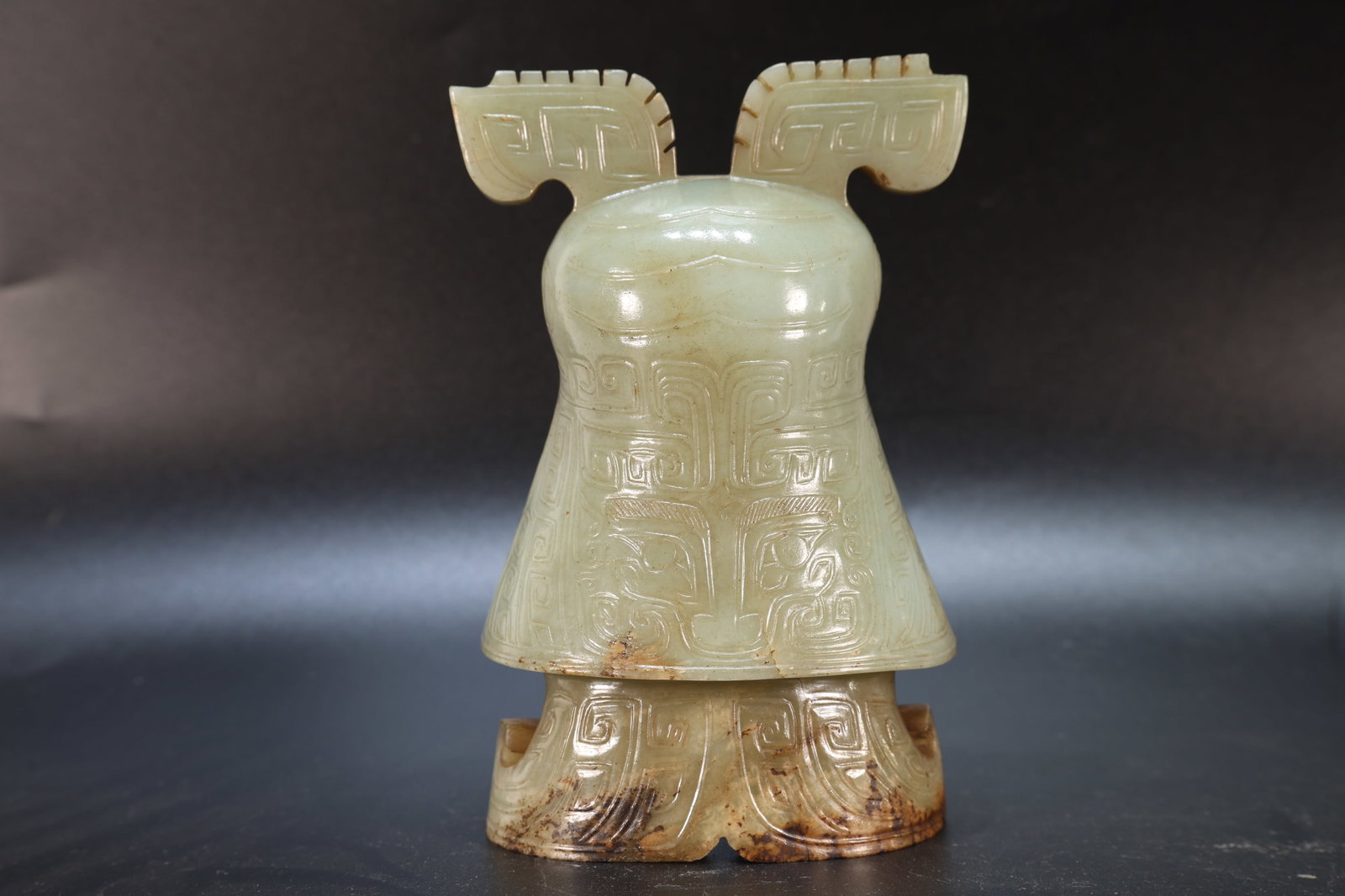 Jade Carved Beast Face Pattern Bird Shape Figure - 8