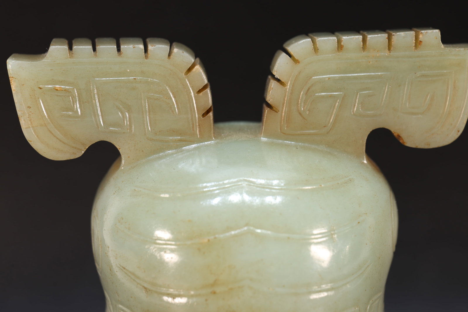 Jade Carved Beast Face Pattern Bird Shape Figure - 9