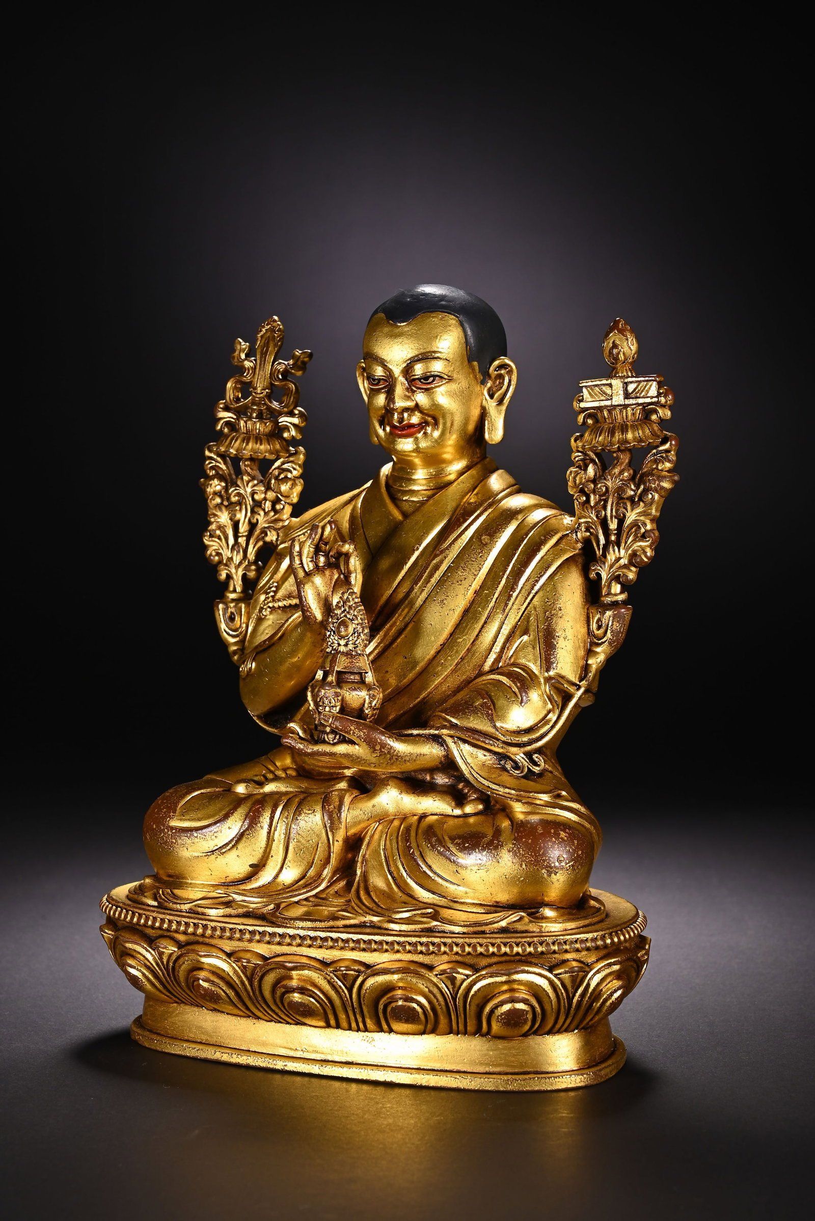 Gilt Bronze Guru Figure - 4