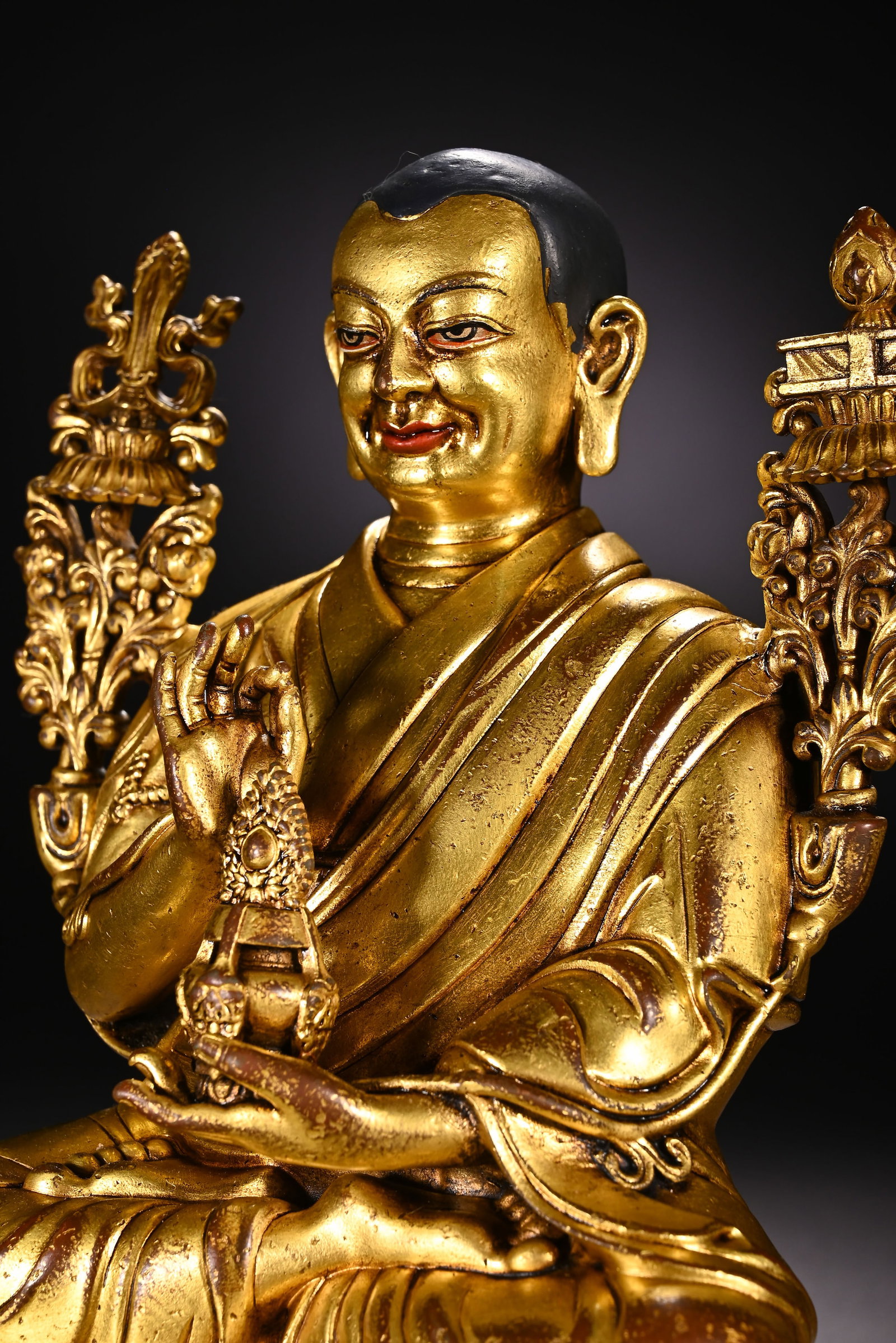 Gilt Bronze Guru Figure - 5