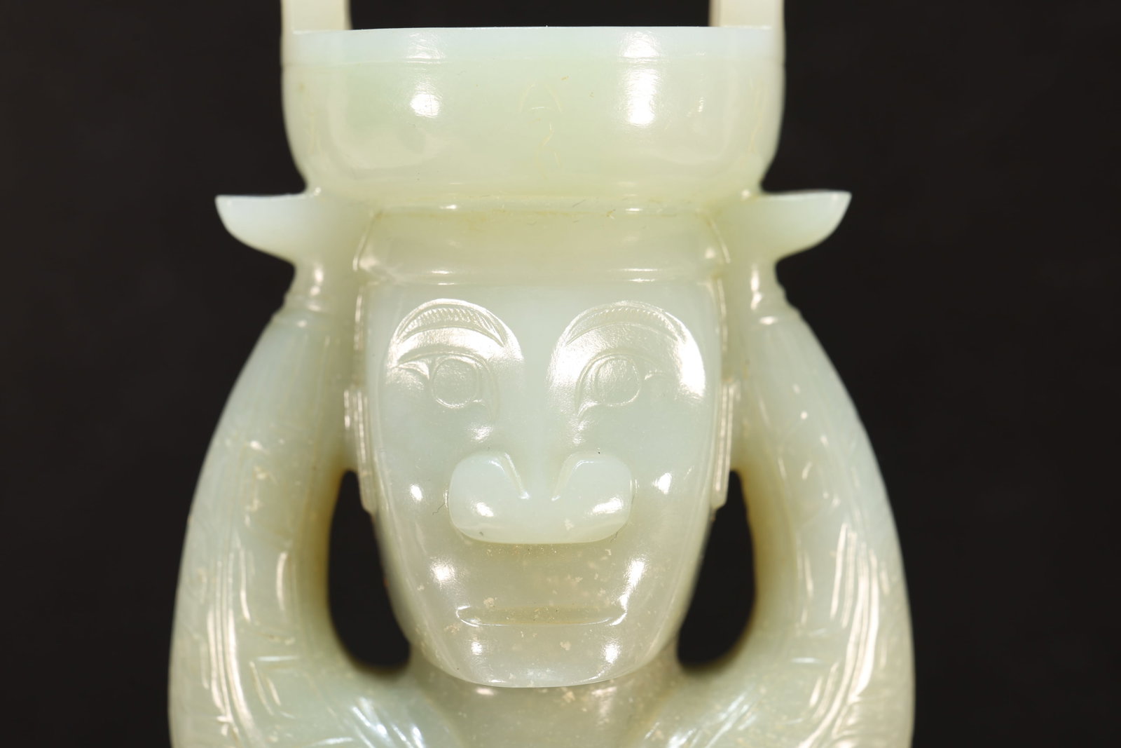Jade Carved Beast Face Pattern Character Shape Figure - 2