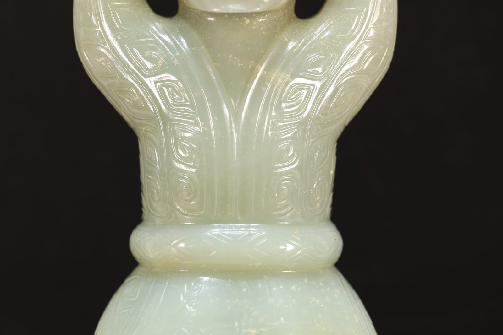 Jade Carved Beast Face Pattern Character Shape Figure - 3