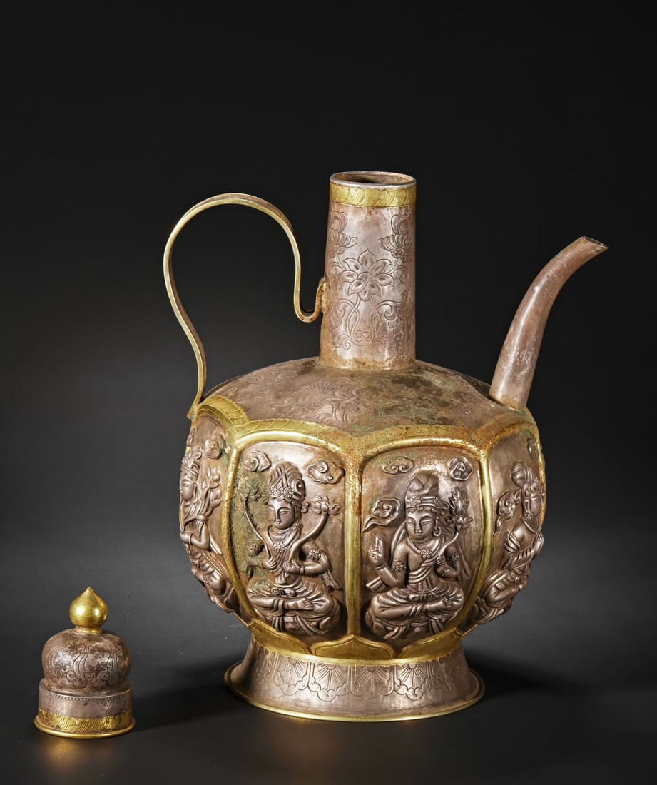 Silver Carved Buddha Pattern Pot - 3