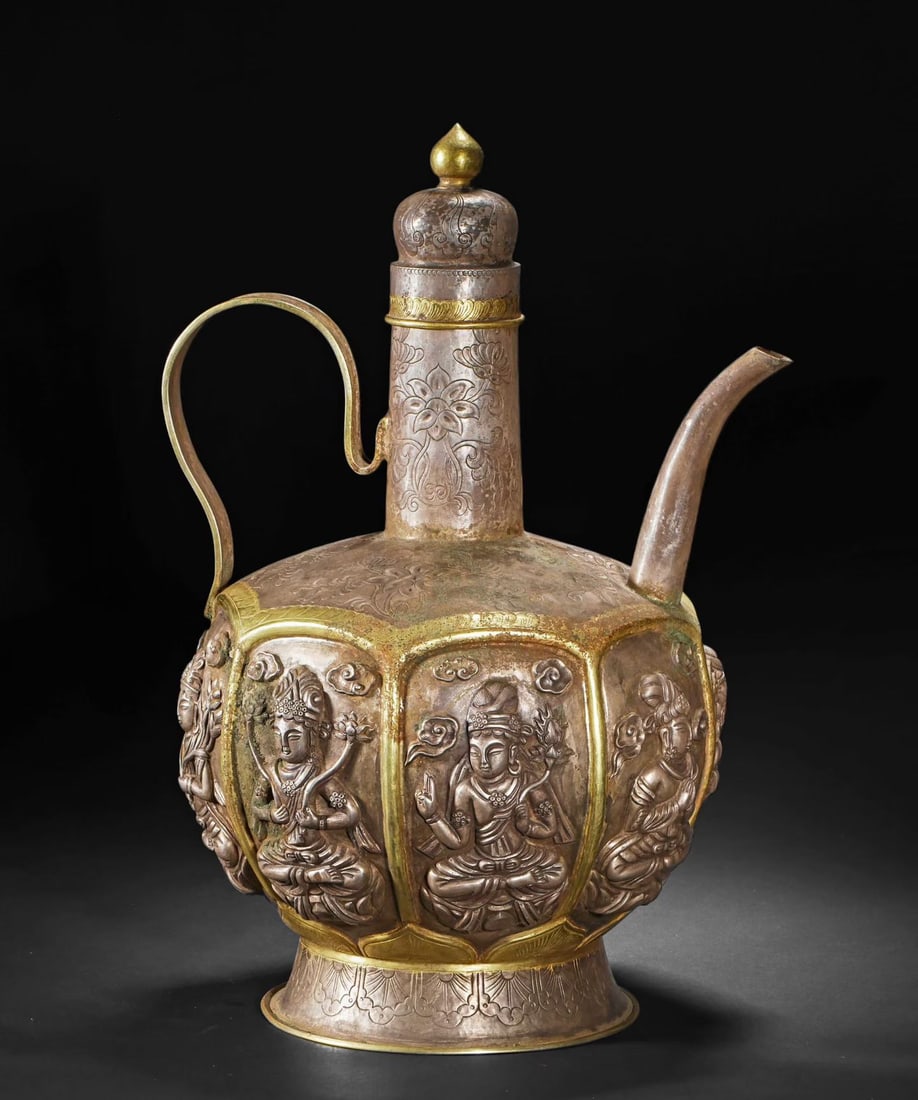 Silver Carved Buddha Pattern Pot - 4