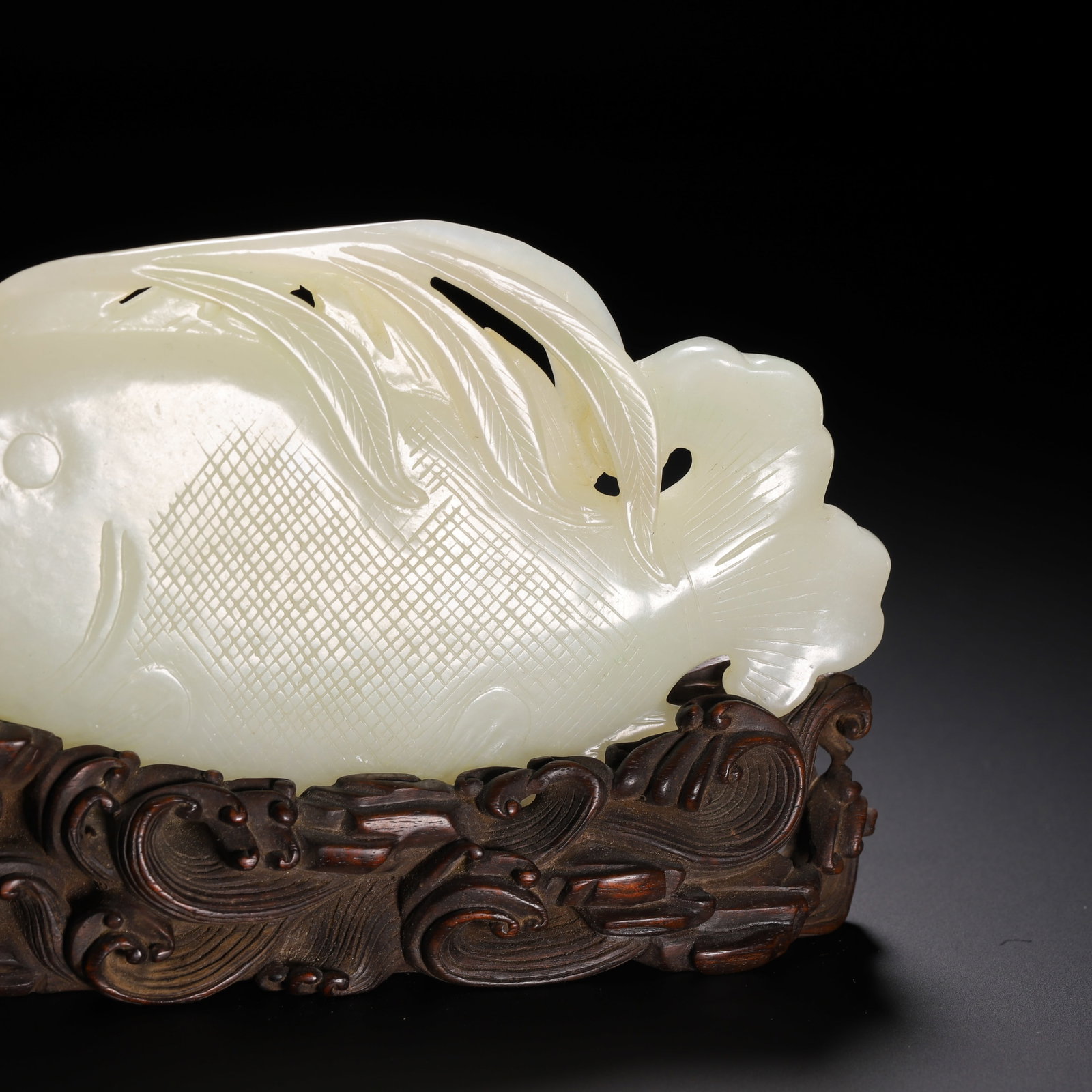 Jade Carved Fish Shape Ornament - 3
