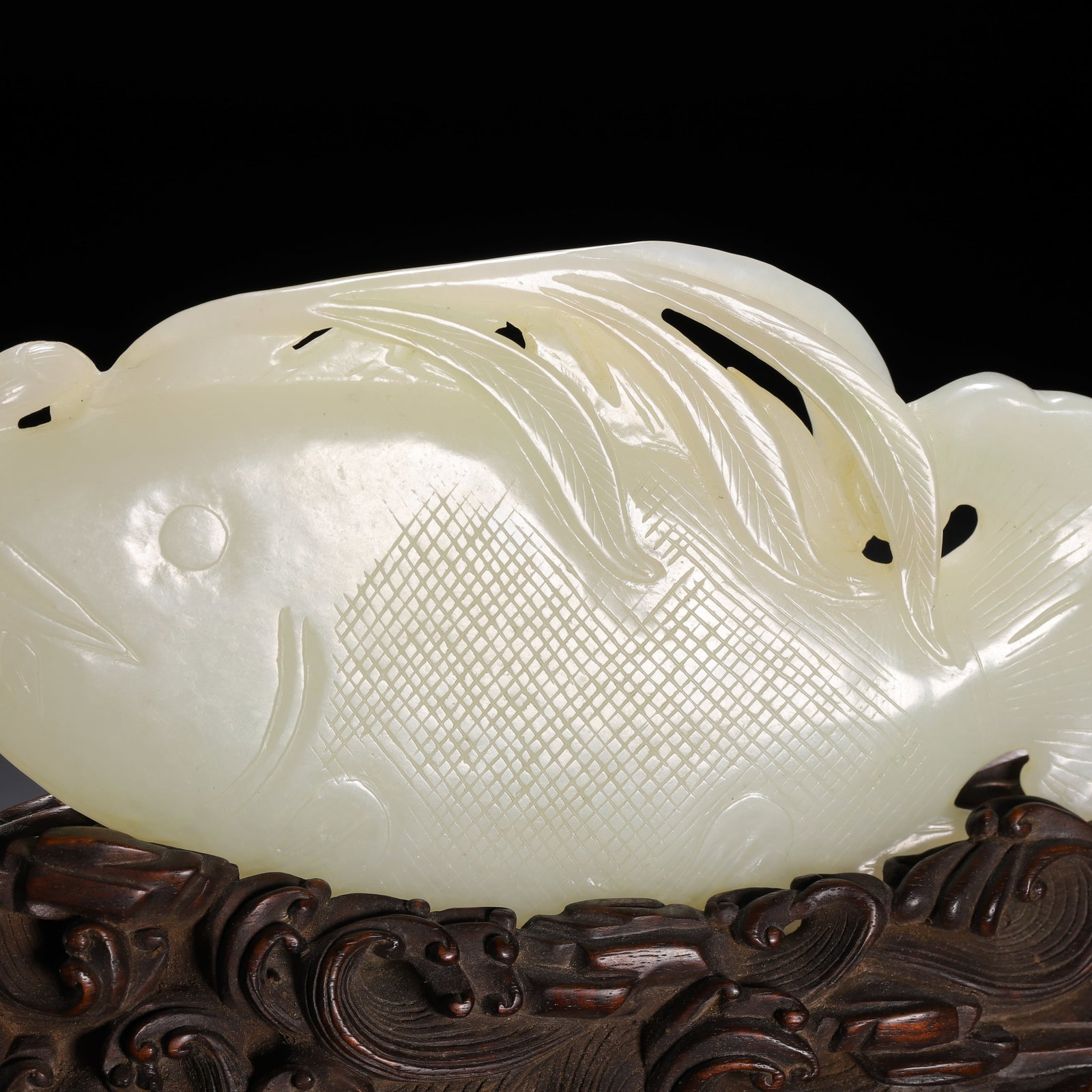 Jade Carved Fish Shape Ornament - 4