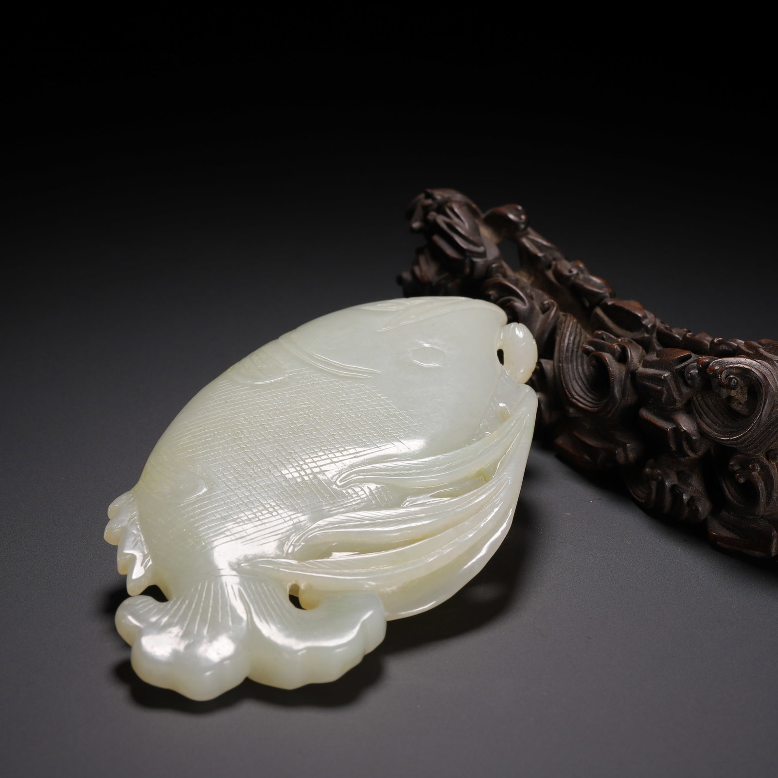 Jade Carved Fish Shape Ornament - 8