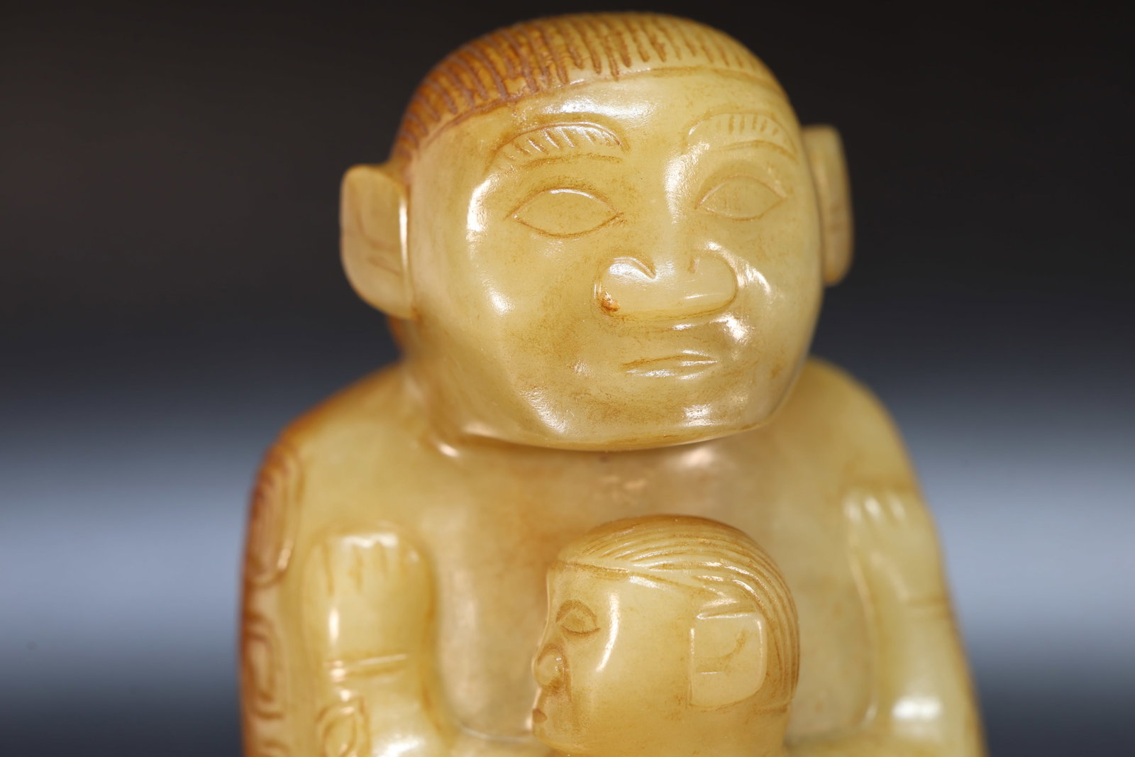 Jade Carved Beast Face Pattern Character Shape Figure - 2