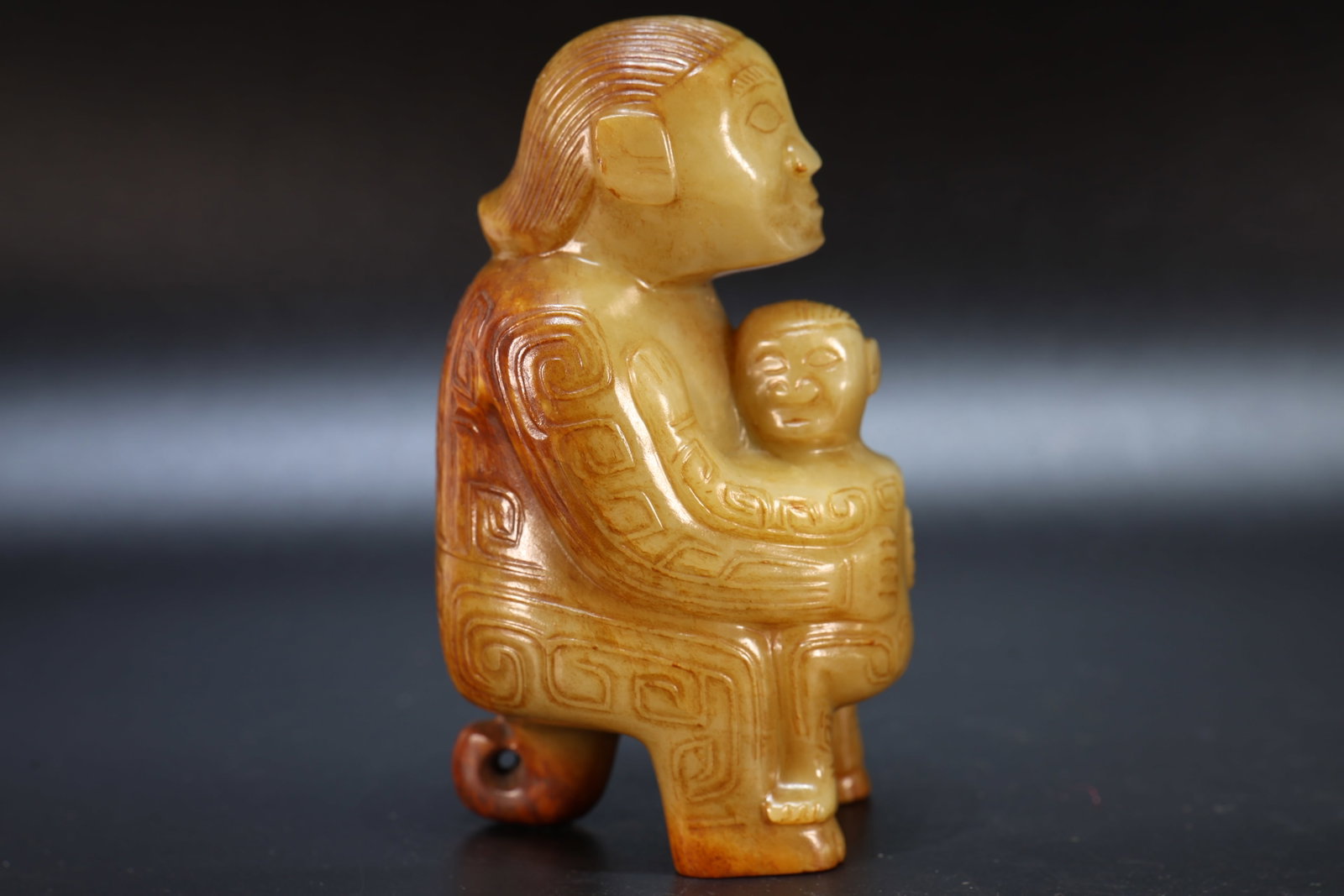 Jade Carved Beast Face Pattern Character Shape Figure - 4