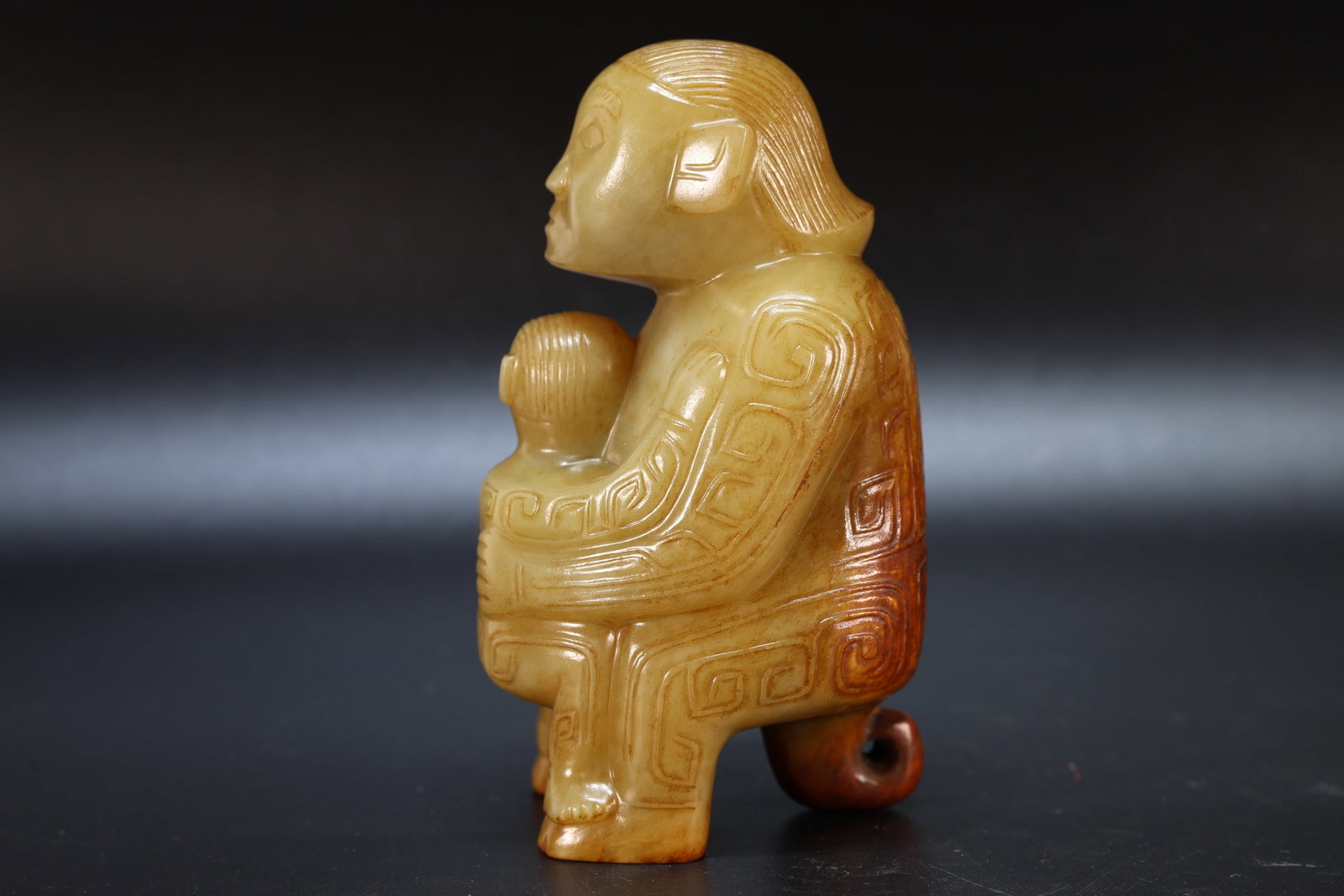 Jade Carved Beast Face Pattern Character Shape Figure - 6