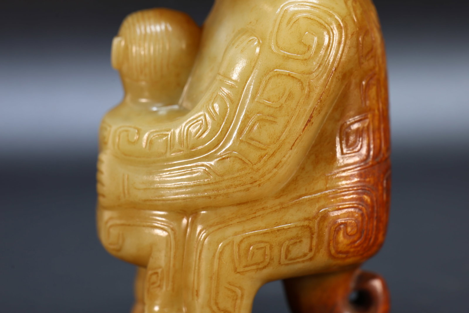 Jade Carved Beast Face Pattern Character Shape Figure - 7