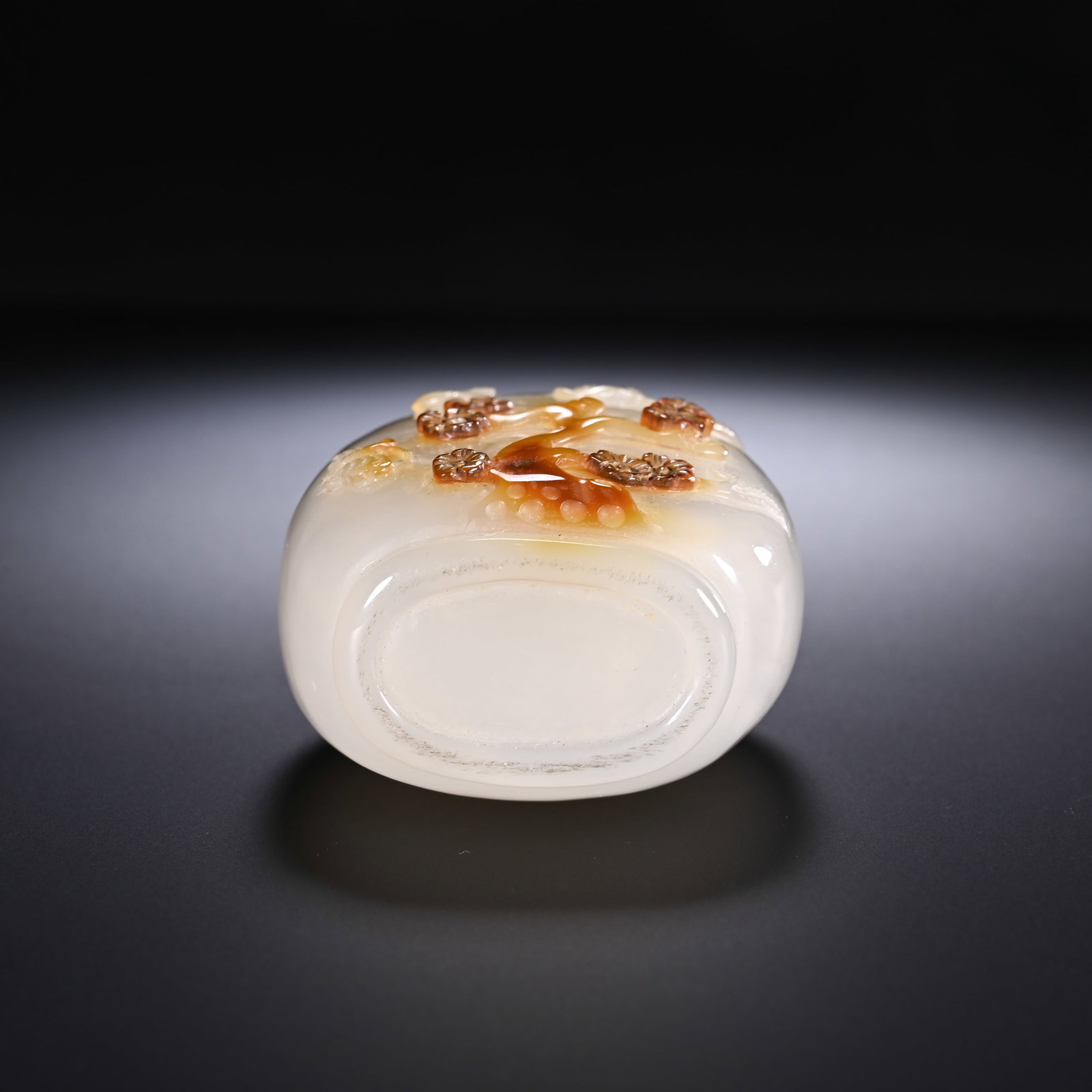 Agate Carved Flower with Butterfly Pattern Snuff Bottle - 7