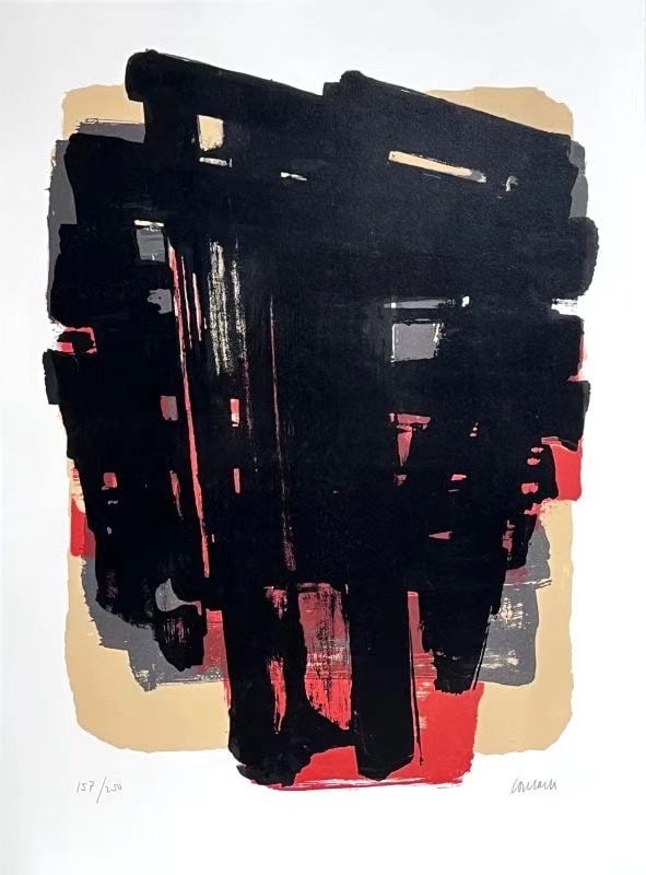 PIERRE SOULAGES(1919-2022) 1958 LITHOGRAPHY: Pierre SOULAGES(1919-2022) 1958LithographyImage dimensions 64*49cmSheet dimensions 76*56cmEdition number?157/250Signed by the artist