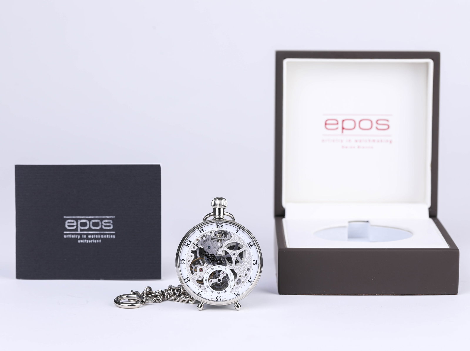 AN EPOS 'SKELETON' POCKET WATCH: AN EPOS 'SKELETON' POCKET WATCH Description: Dimensions: Weight: 90 g. Width: 48.7 mm. All measurements are approximate.