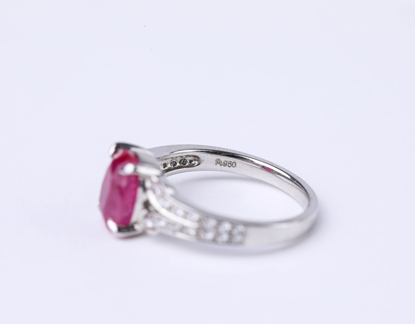 A PLATINUM, RUBY AND DIAMOND RING - 5