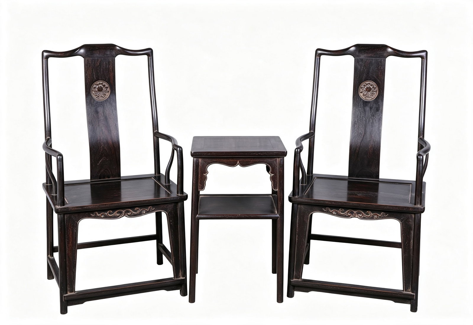 A SET OF WOOD TABLE AND CHAIRS (1 of 10)