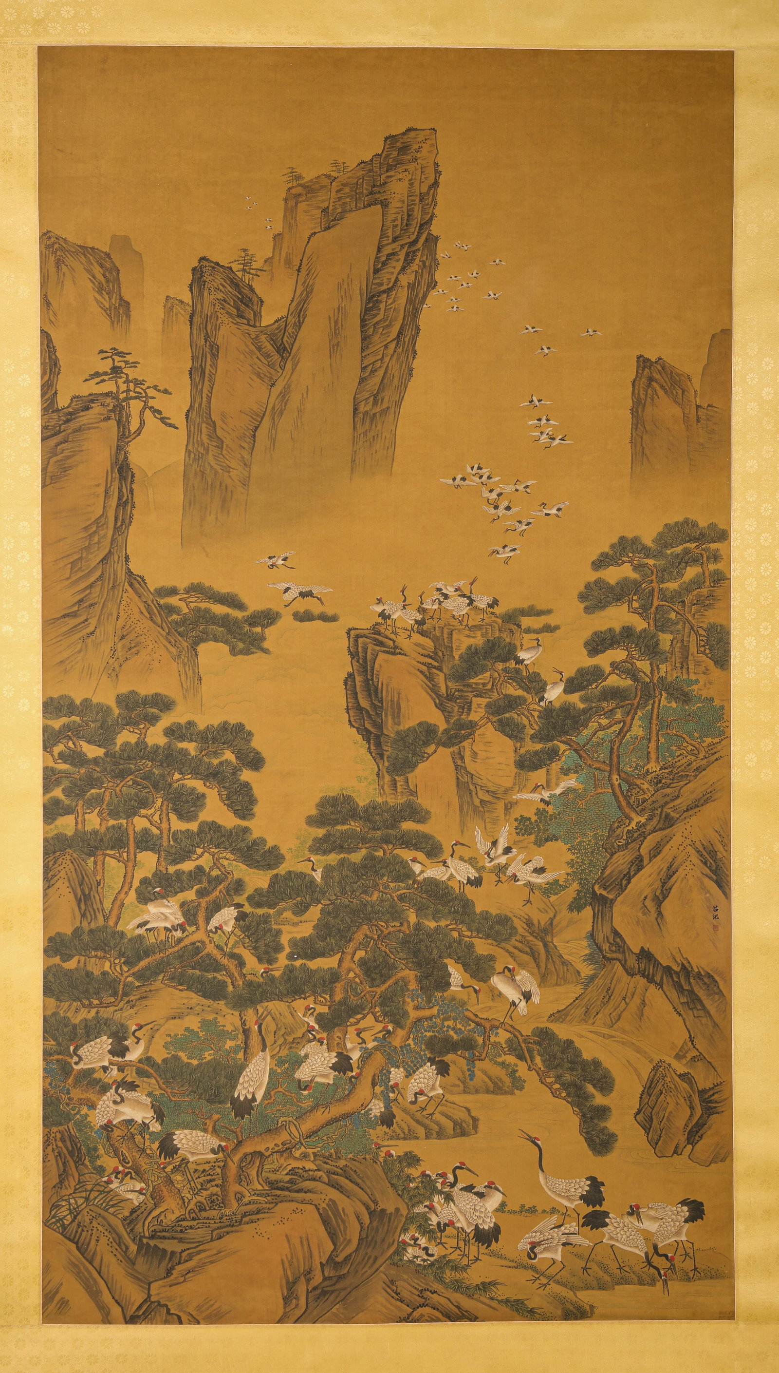Lu JI (ACT. 15TH CENTURY), ATTRIBUTED TO, HUNDRED CRANES: Lu JI (ACT. 15TH CENTURY), ATTRIBUTED TO, HUNDRED CRANES Description: Dimensions: Width: 94 cm x Height: 172 cm. All measurements are approximate.