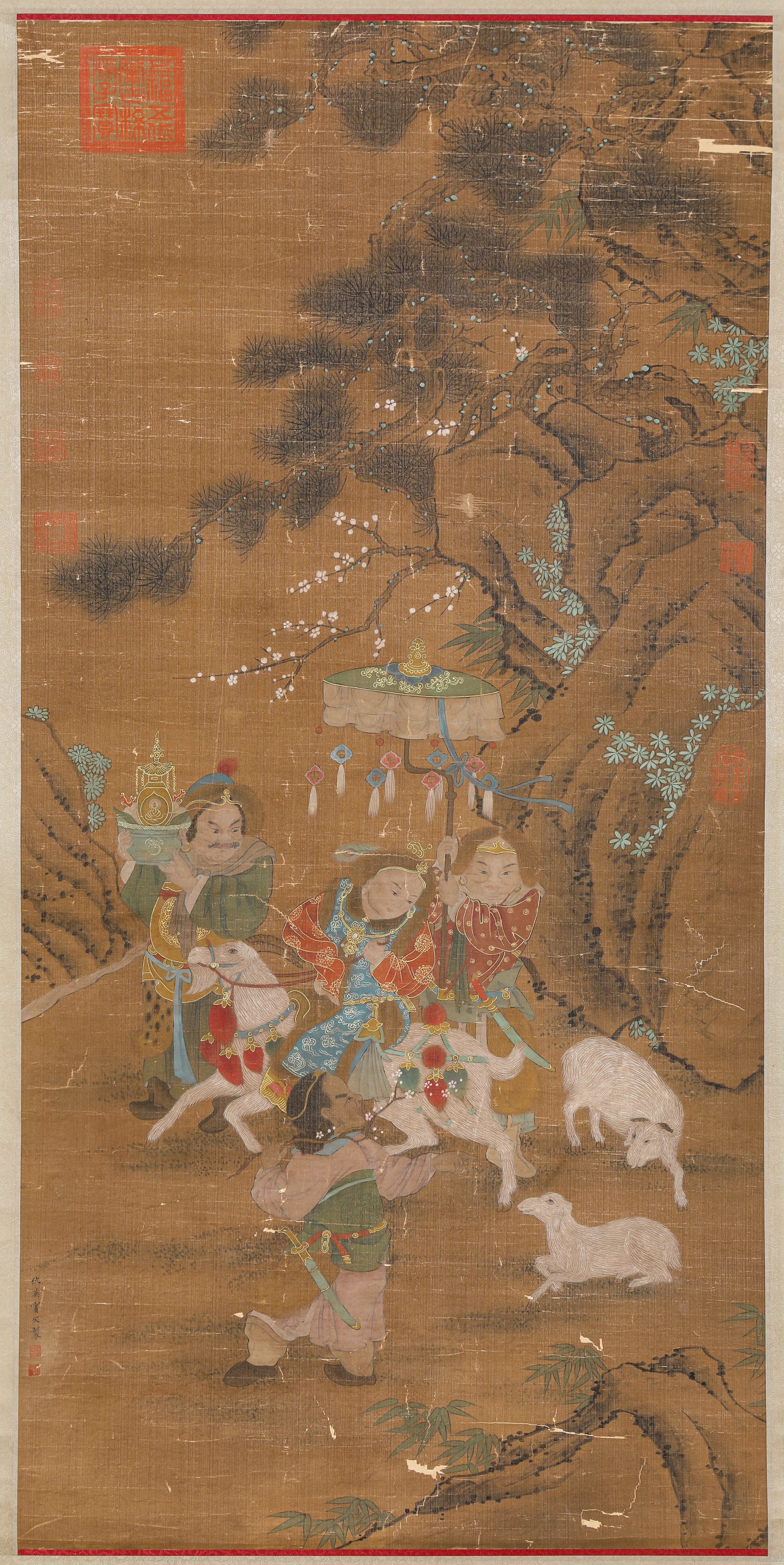 QIU YING (1494-1552), ATTRIBUTED TO, FIGURE NARRATIVE: QIU YING (1494-1552), ATTRIBUTED TO, FIGURE NARRATIVE Description: Dimensions: Width: 57.5 cm x Height: 118 cm. All measurements are approximate.