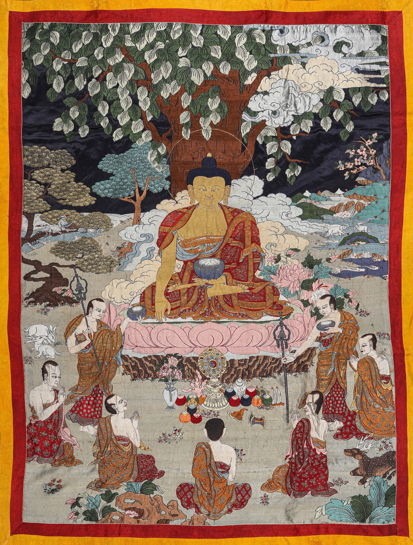 A SILK 'KESI' TAPESTRY OF SHAKYAMUNI (1 of 7)