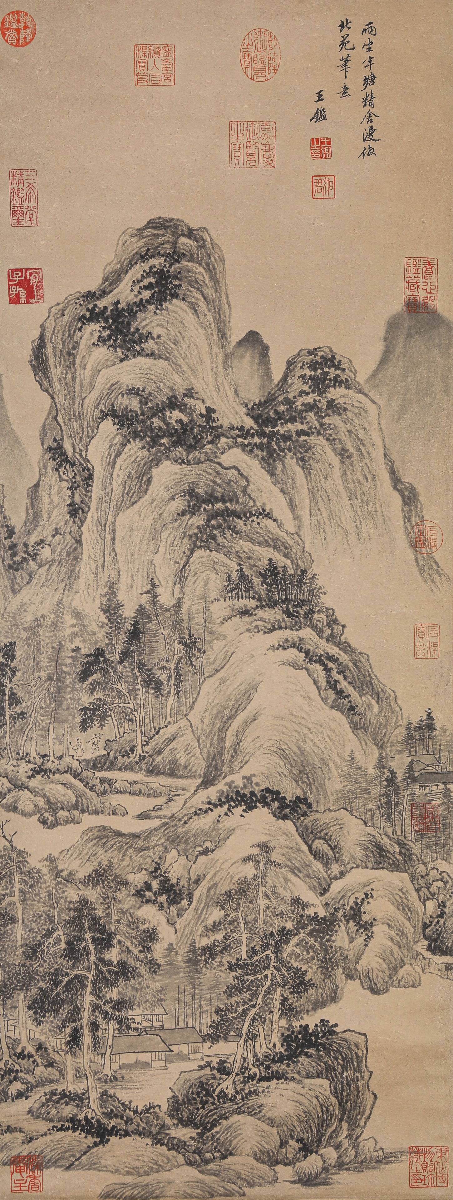 WANG JIAN (1598-1677), ATTRIBUTED TO, LANDSCAPE: WANG JIAN (1598-1677), ATTRIBUTED TO, LANDSCAPE Description: Dimensions: Width: 38 cm x Height: 99 cm. All measurements are approximate.
