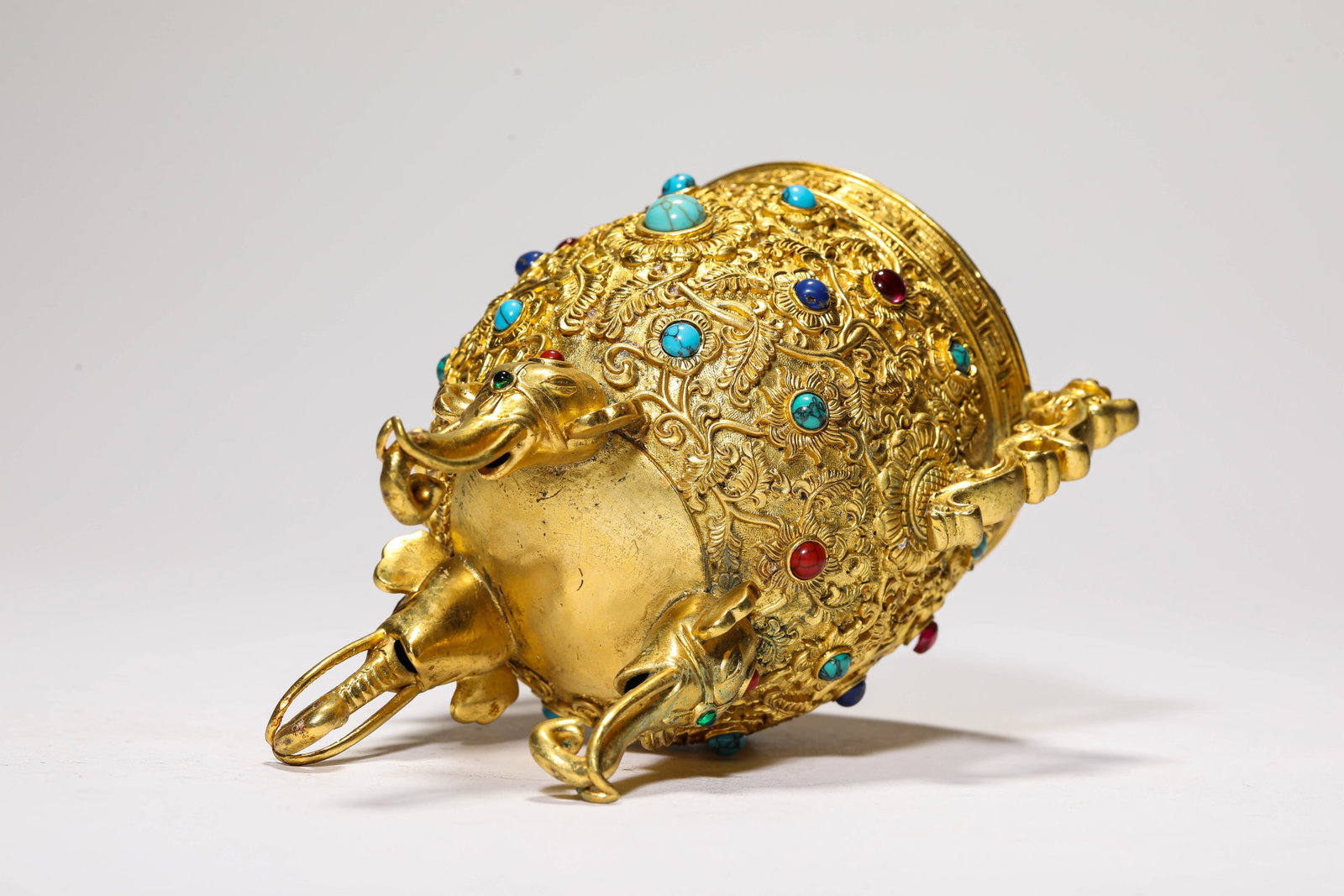 A GILT-BRONZE AND GEM-SET CUP - 7