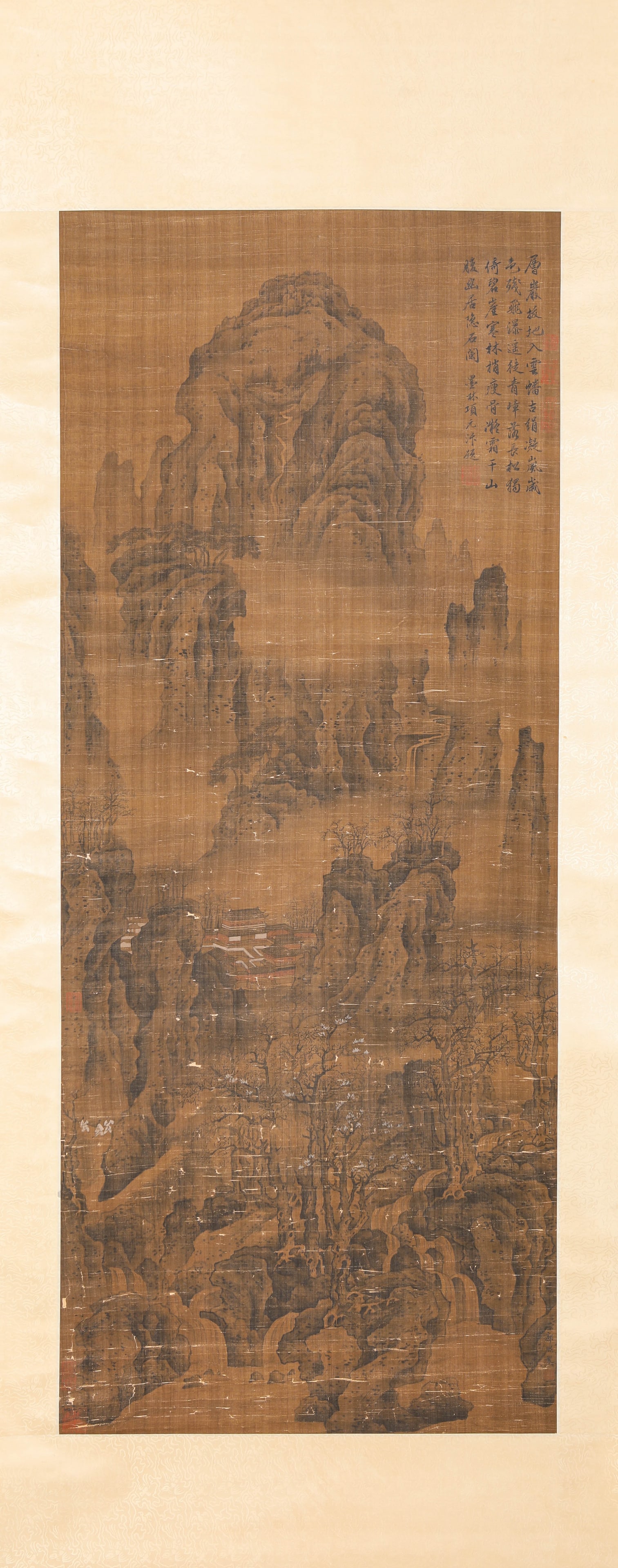 GUO XI (1020-1090), ATTRIBUTED TO, LANDSCAPE WITH FIGURES: GUO XI (1020-1090), ATTRIBUTED TO, LANDSCAPE WITH FIGURES Description: Dimensions: Width: 64.5 cm x Height: 158 cm. All measurements are approximate.
