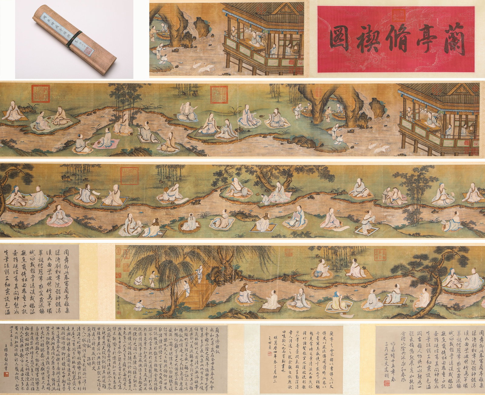 ZHOU CHEN (ACT. 16TH CENTURY), ATTRIBUTED TO, ORCHID PAVILION GATHERING HANDSCROLL: ZHOU CHEN (ACT. 16TH CENTURY), ATTRIBUTED TO, ORCHID PAVILION GATHERING HANDSCROLL Description: Dimensions: Width: 900 cm x Height: 36.5 cm. All measurements are approximate.