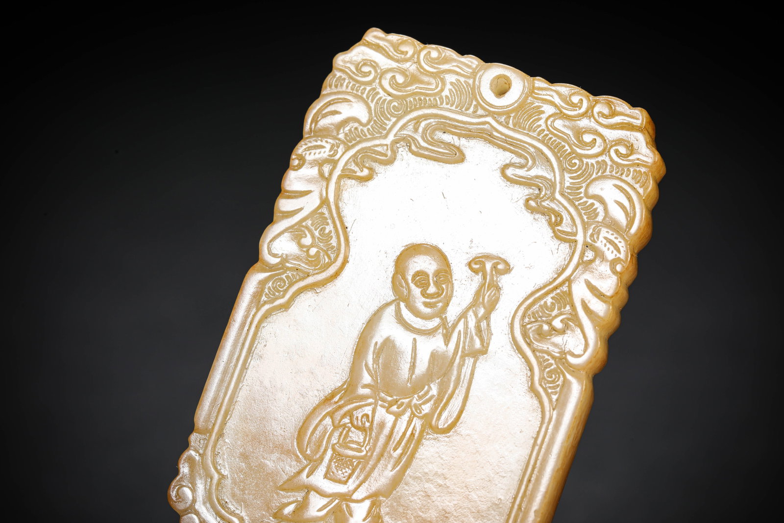 A JADE 'CARVED FIGURE' PLAQUE - 5