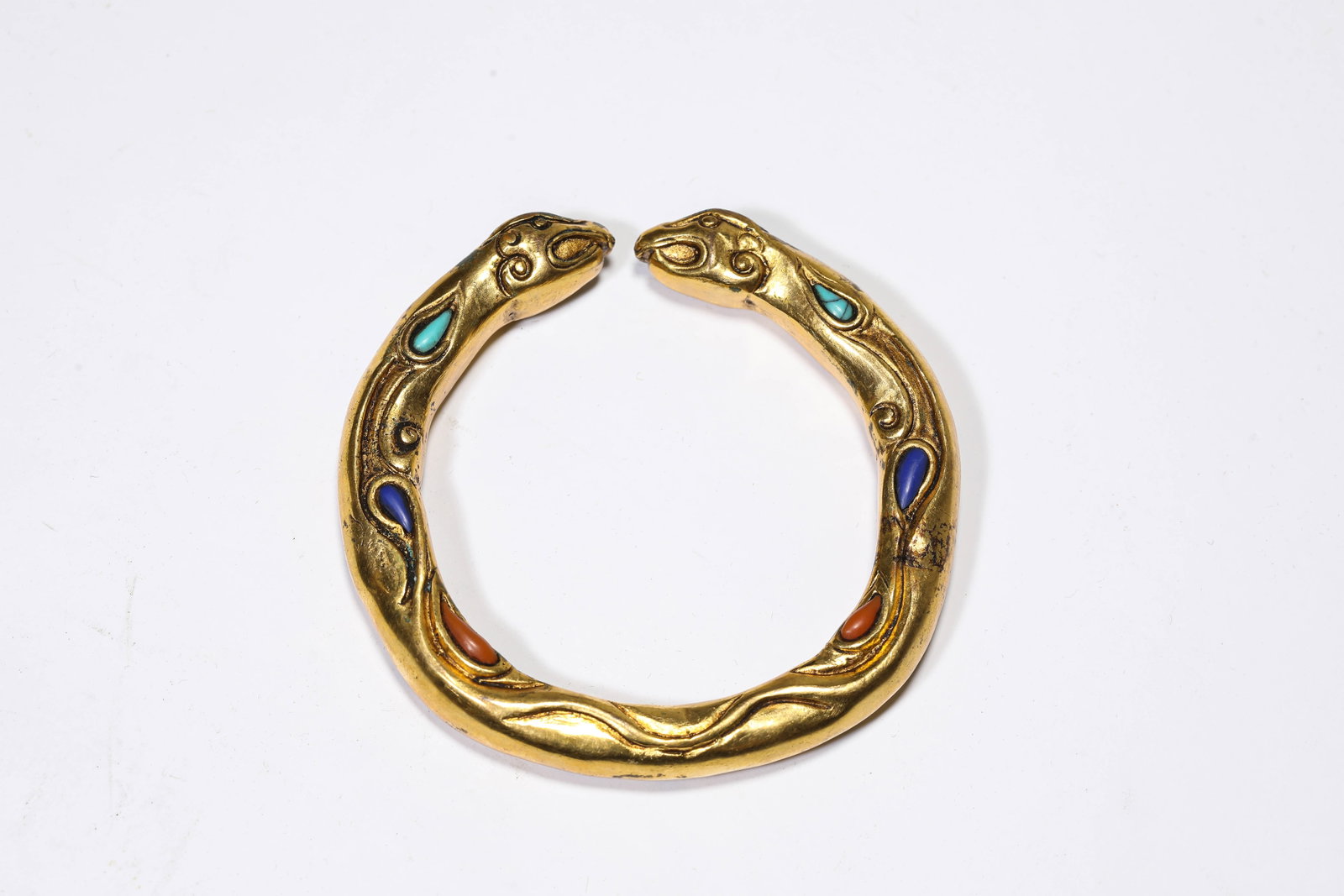 A GILT-BRONZE AND GEM-SET BRACELET - 5