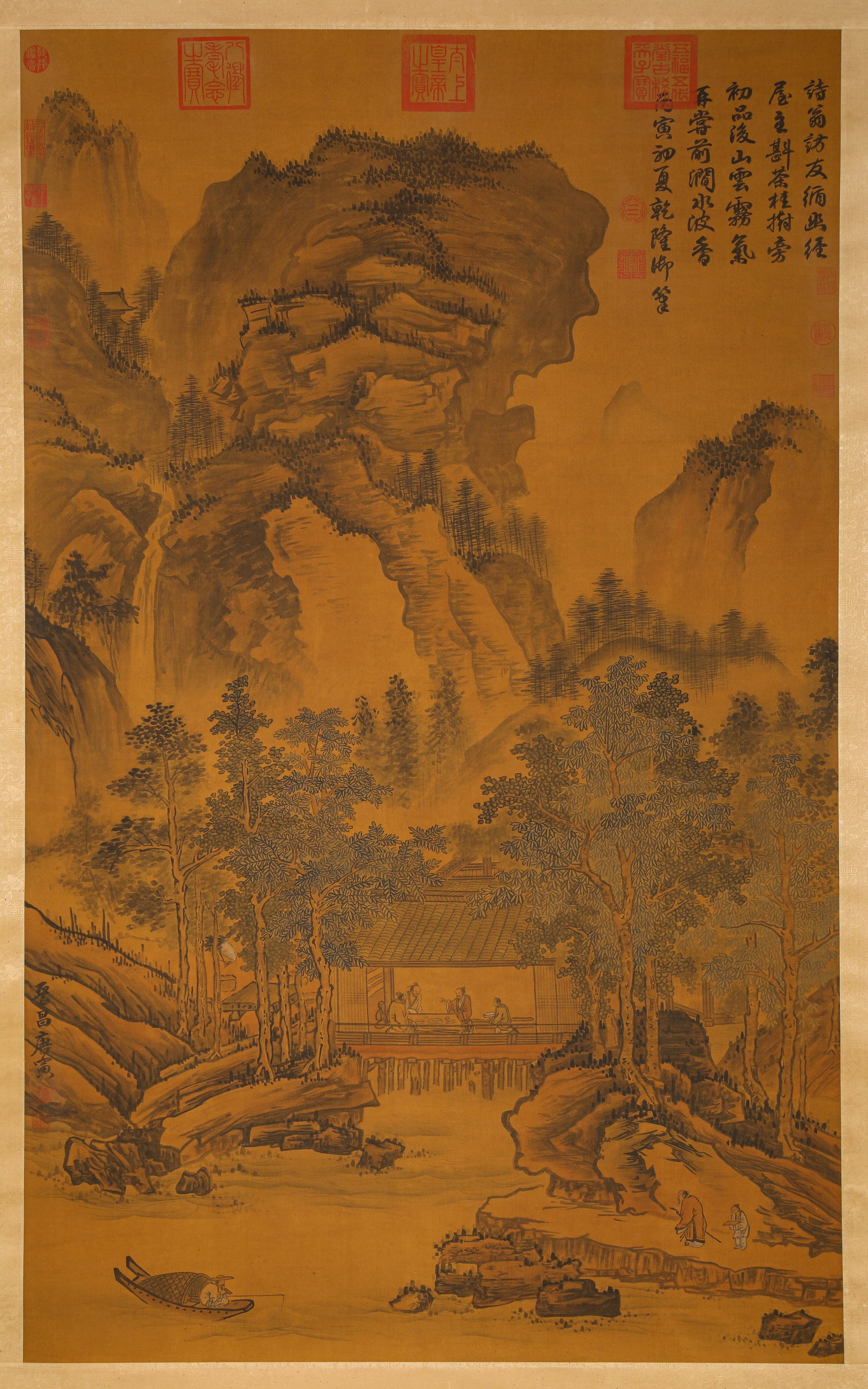 TANG YIN (1470-1524), ATTRIBUTED TO, POETIC ELDER VISITING A FRIEND: TANG YIN (1470-1524), ATTRIBUTED TO, POETIC ELDER VISITING A FRIEND Description: Dimensions: Width: 89.5 cm x Height: 145 cm. All measurements are approximate.