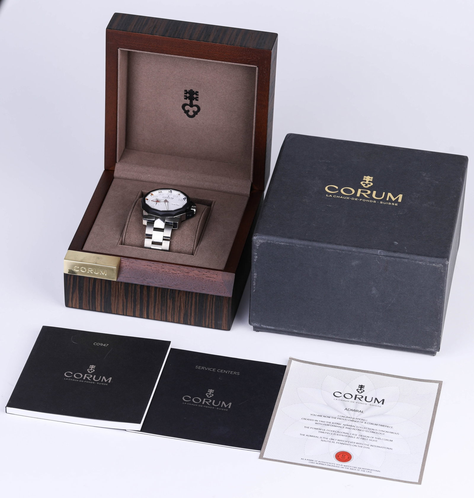 A CORUM MECHANICAL WRISTWATCH: A CORUM MECHANICAL WRISTWATCH Description: Fresh to the market, offered in immaculate unworn condition.Dimensions: Weight: 211 g. Width: 5.3 cm. All measurements are approximate.