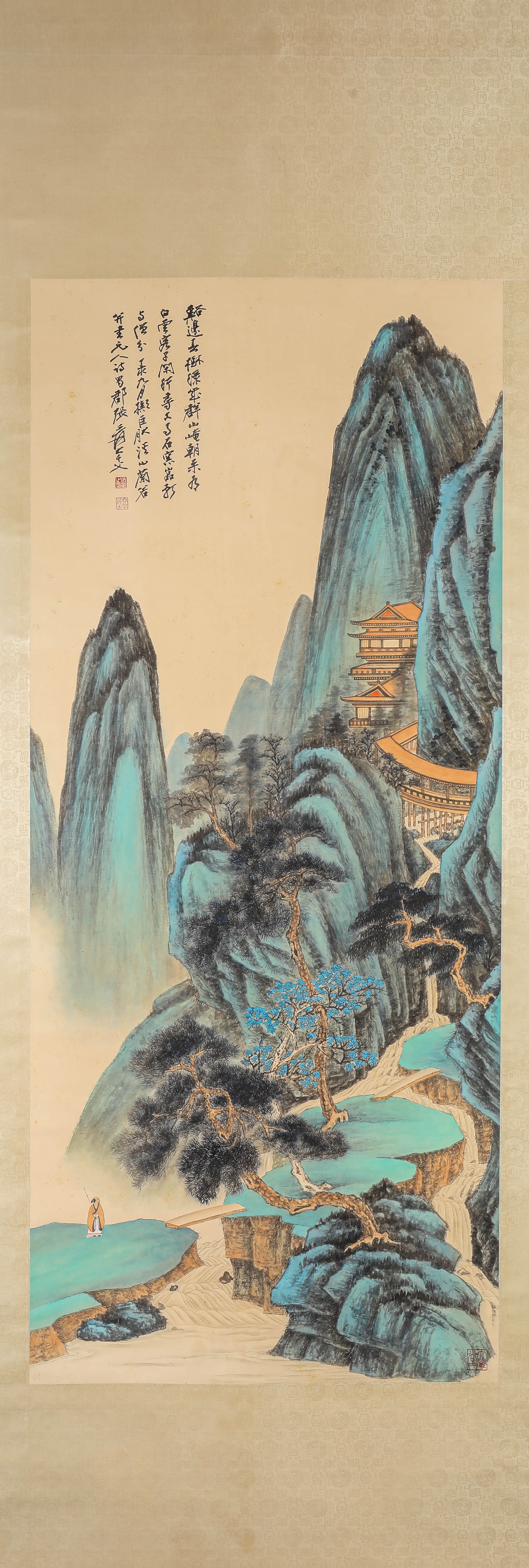 ZHANG DAQIAN (1899-1983), ATTRIBUTED TO, NOBLE SCHOLAR UNDER PINE: ZHANG DAQIAN (1899-1983), ATTRIBUTED TO, NOBLE SCHOLAR UNDER PINE Description: Dimensions: Width: 67 cm x Height: 157 cm. All measurements are approximate.